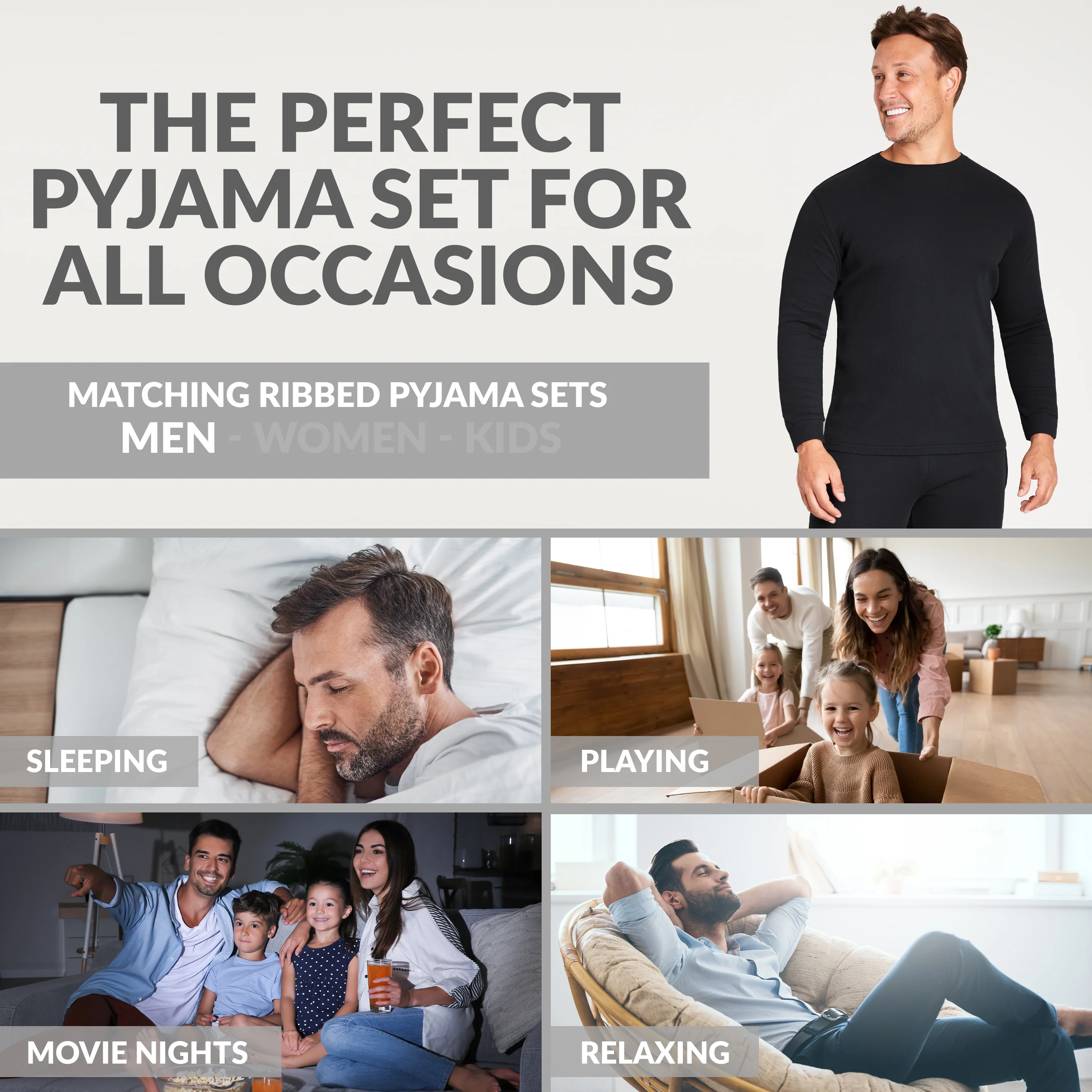 CityComfort Ribbed Pyjamas for Men -Matching PJs for Family - Image 24