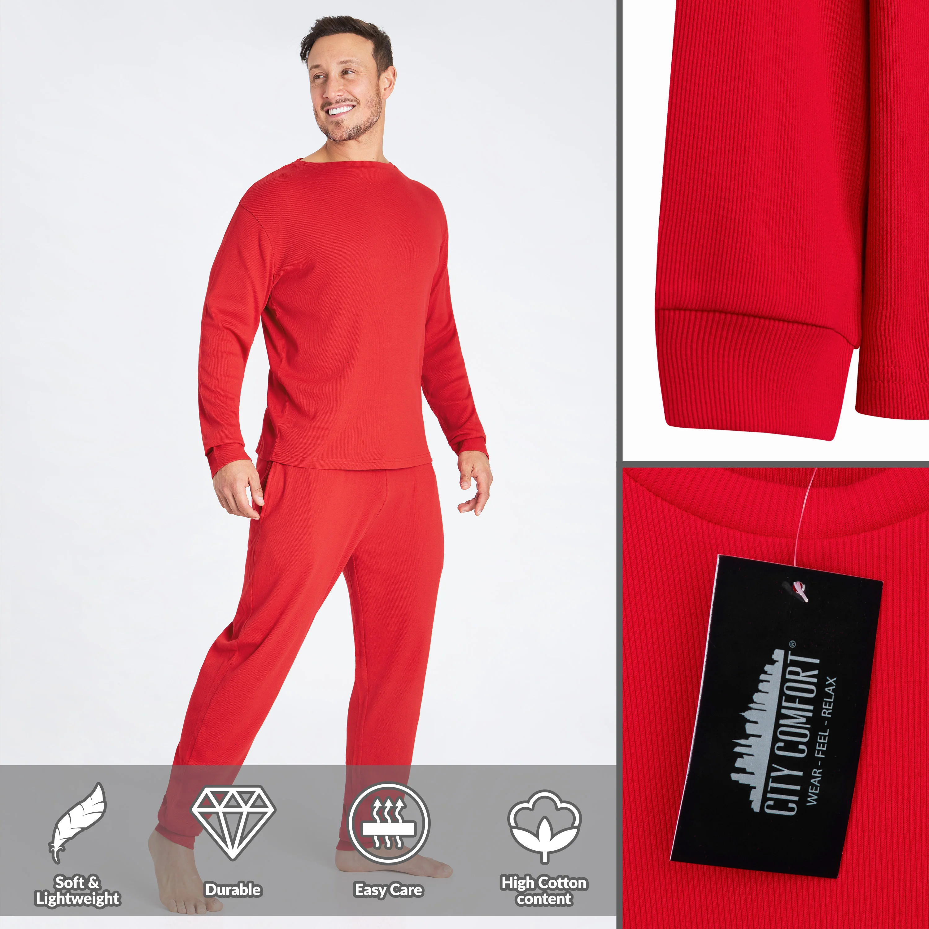 CityComfort Ribbed Pyjamas for Men -Matching PJs for Family - Image 3