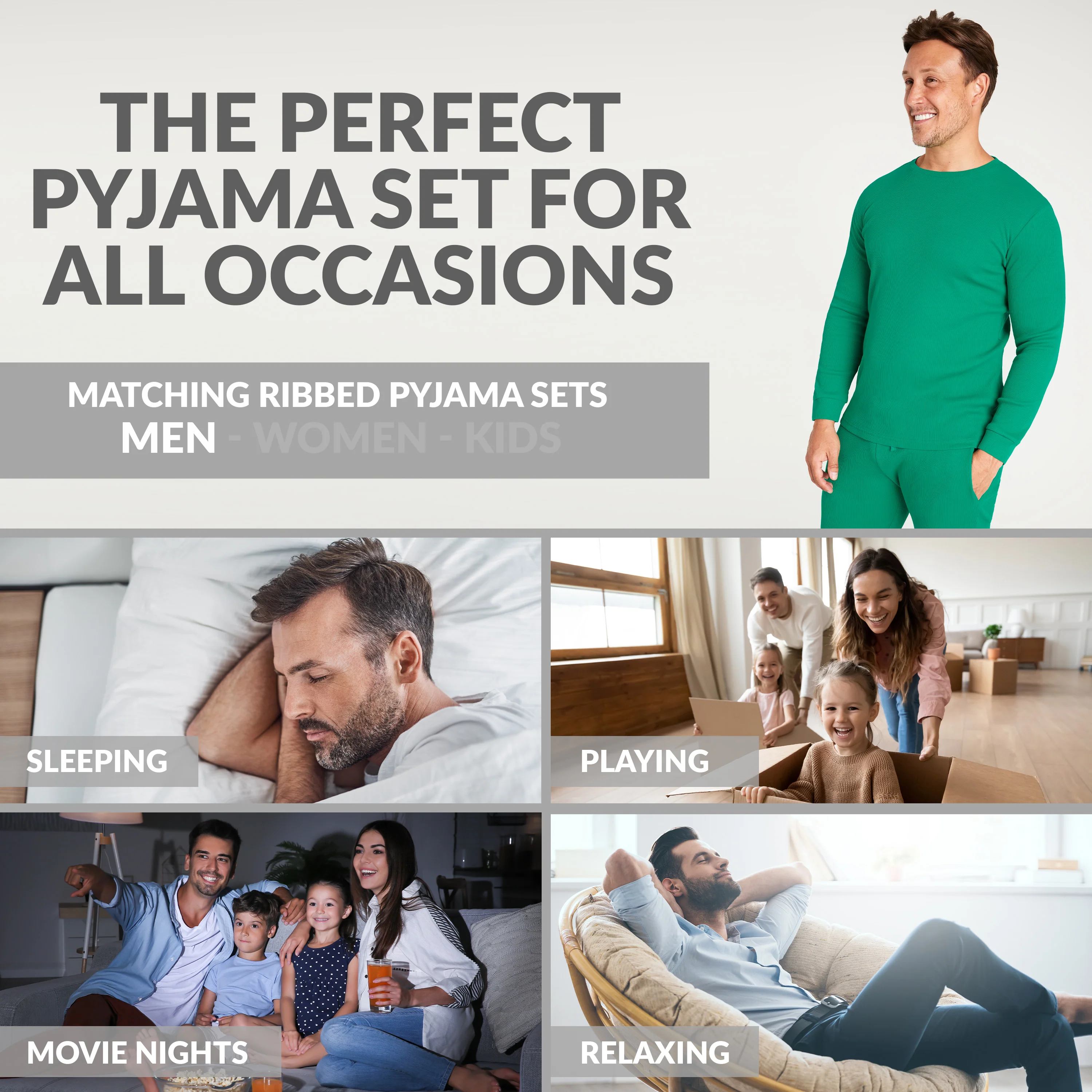 CityComfort Ribbed Pyjamas for Men -Matching PJs for Family - Image 30