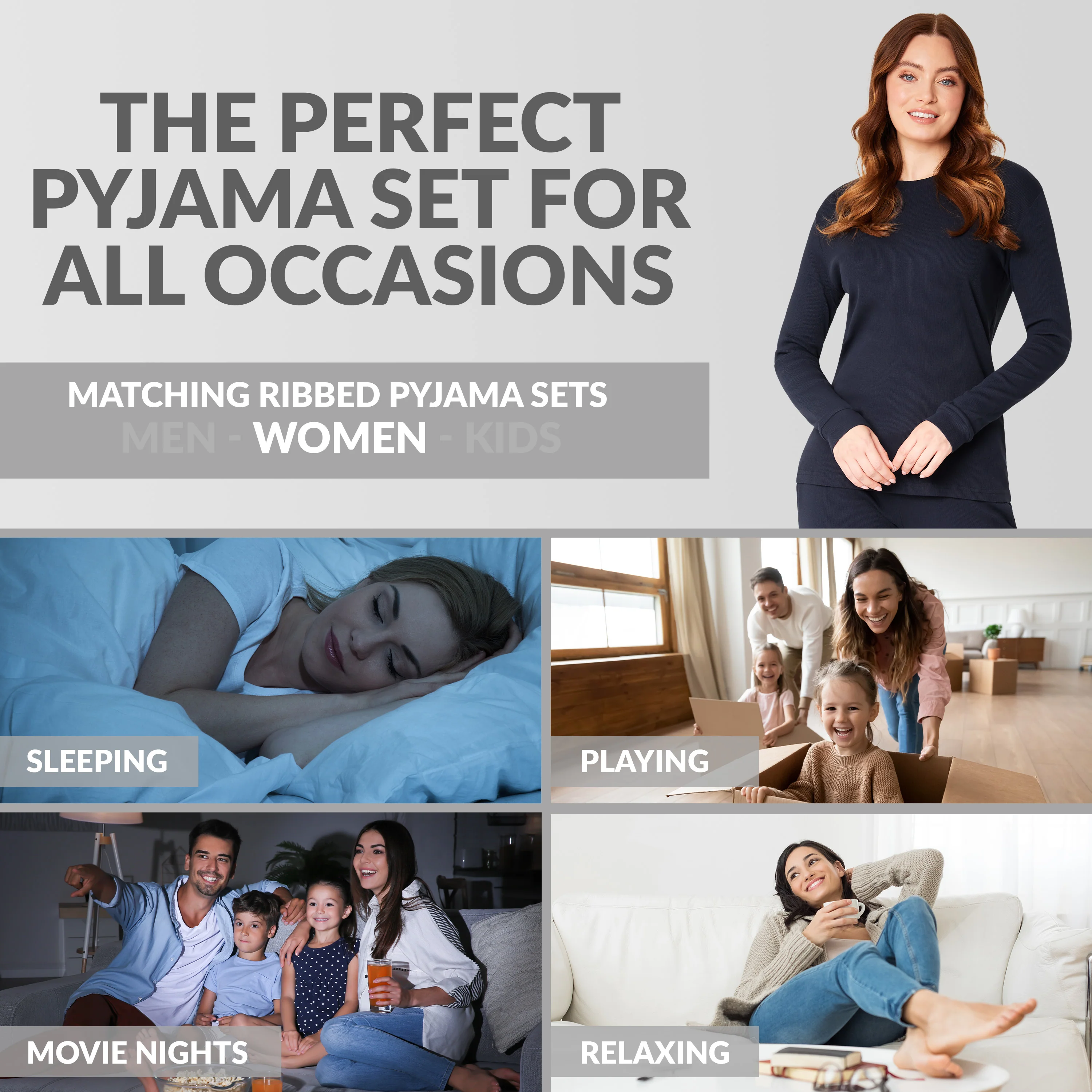 CityComfort Ribbed Pyjamas for Women - Matching PJs for Family - Image 19