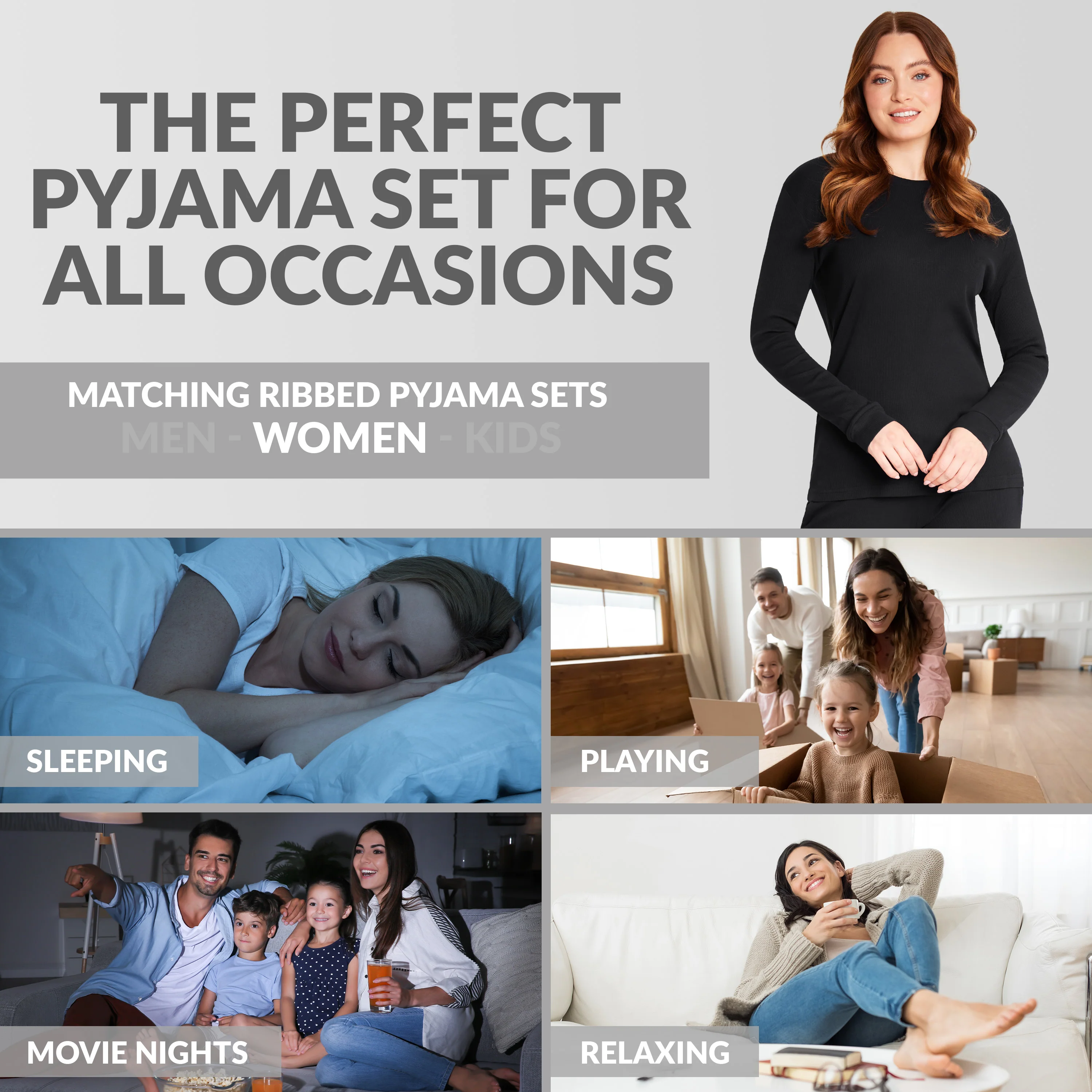 CityComfort Ribbed Pyjamas for Women - Matching PJs for Family - Image 25