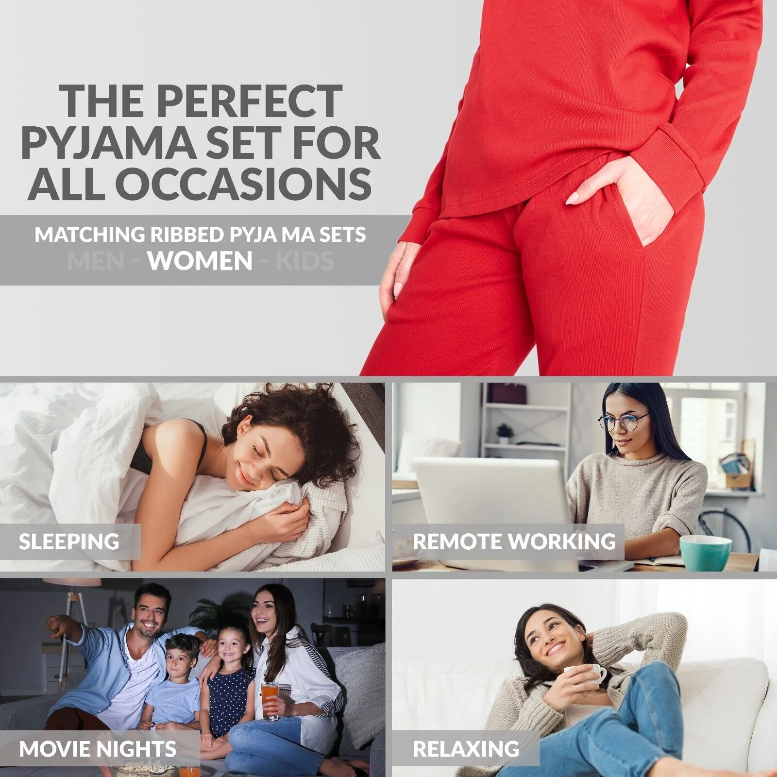 CityComfort Ribbed Pyjamas for Women - Matching PJs for Family - Image 5