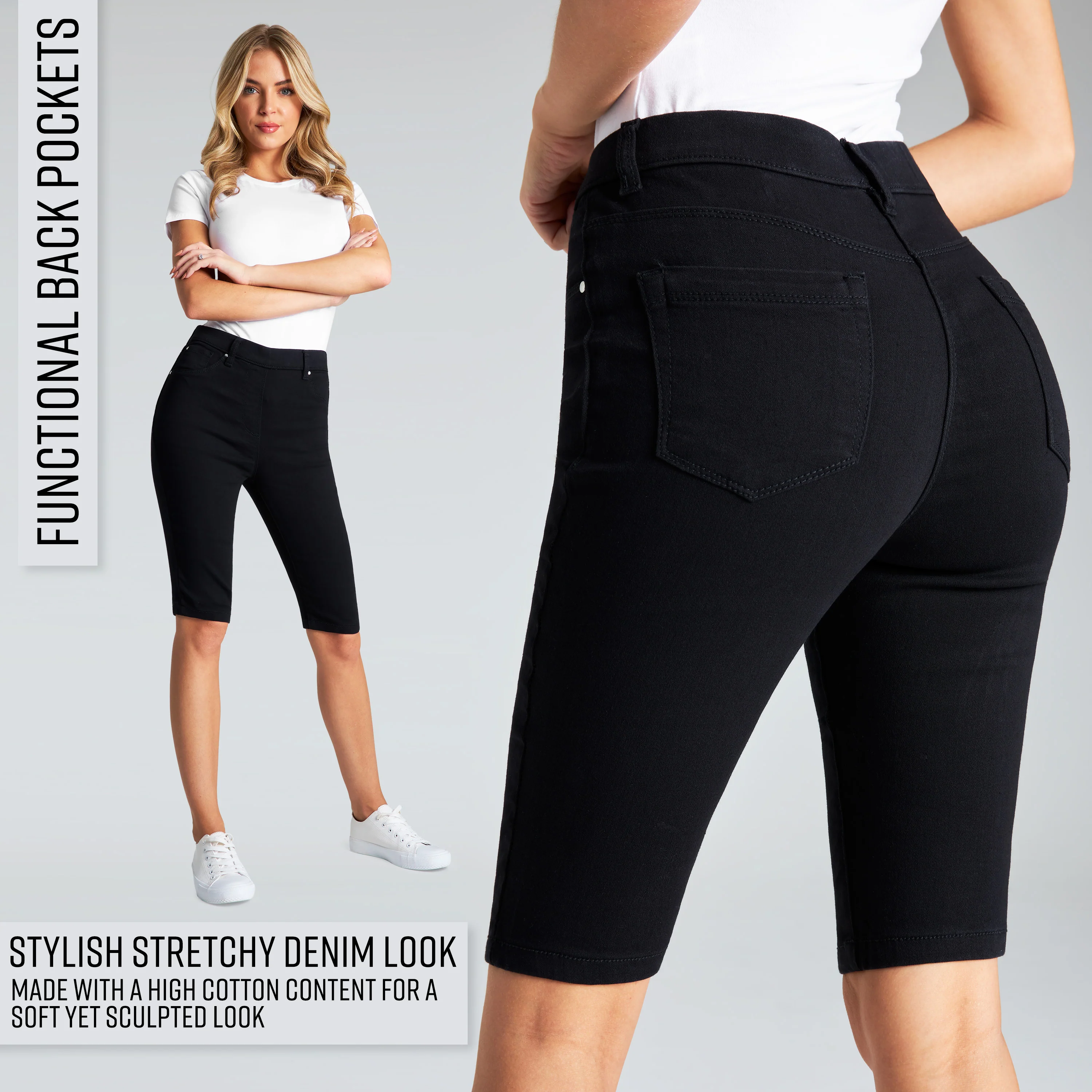 CityComfort Shorts - Jegging Denim Shorts for Women Knee Length - Image 10