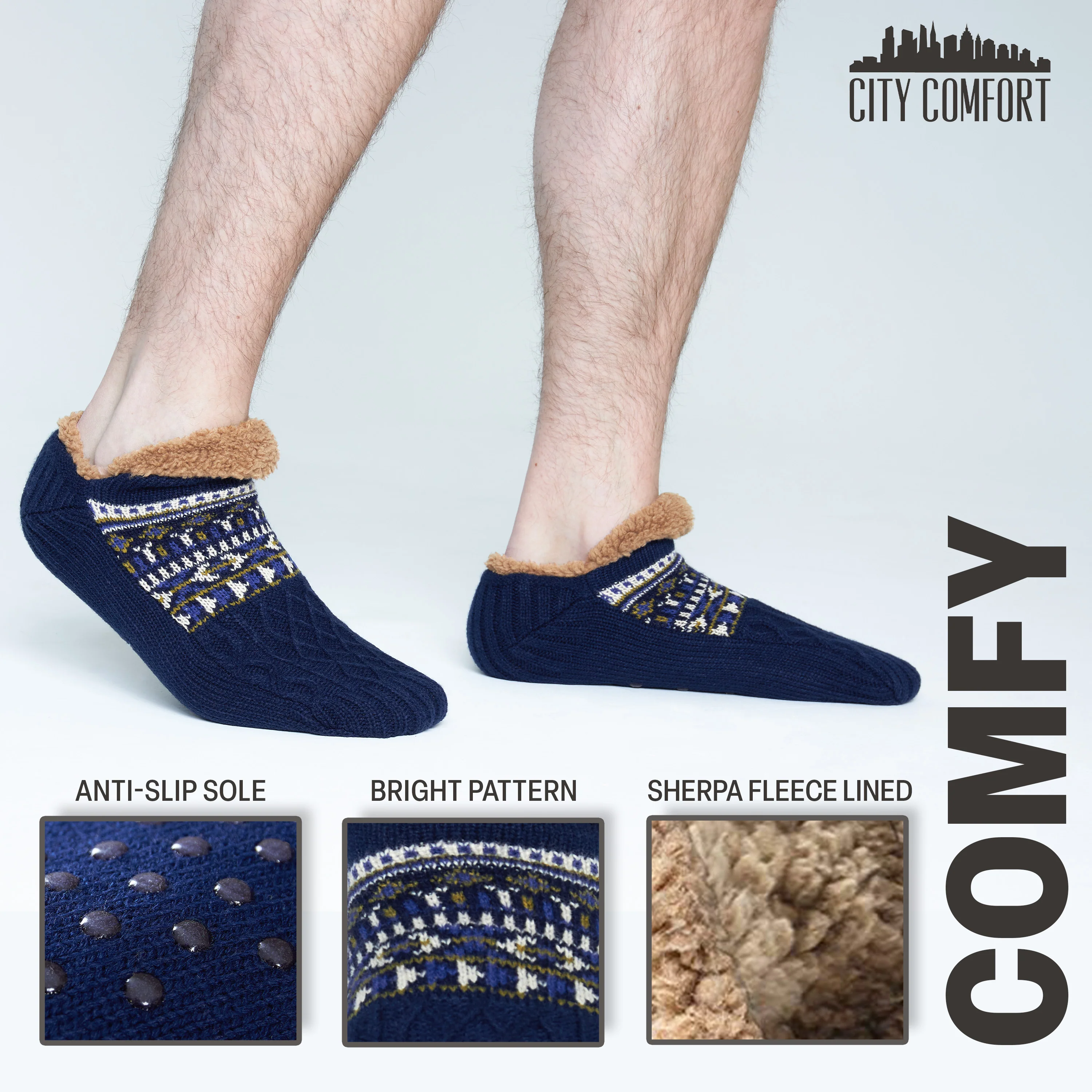 CityComfort Slipper Socks for Men & Teens Size 6–9.5, Cozy Non Slip Socks - Image 11