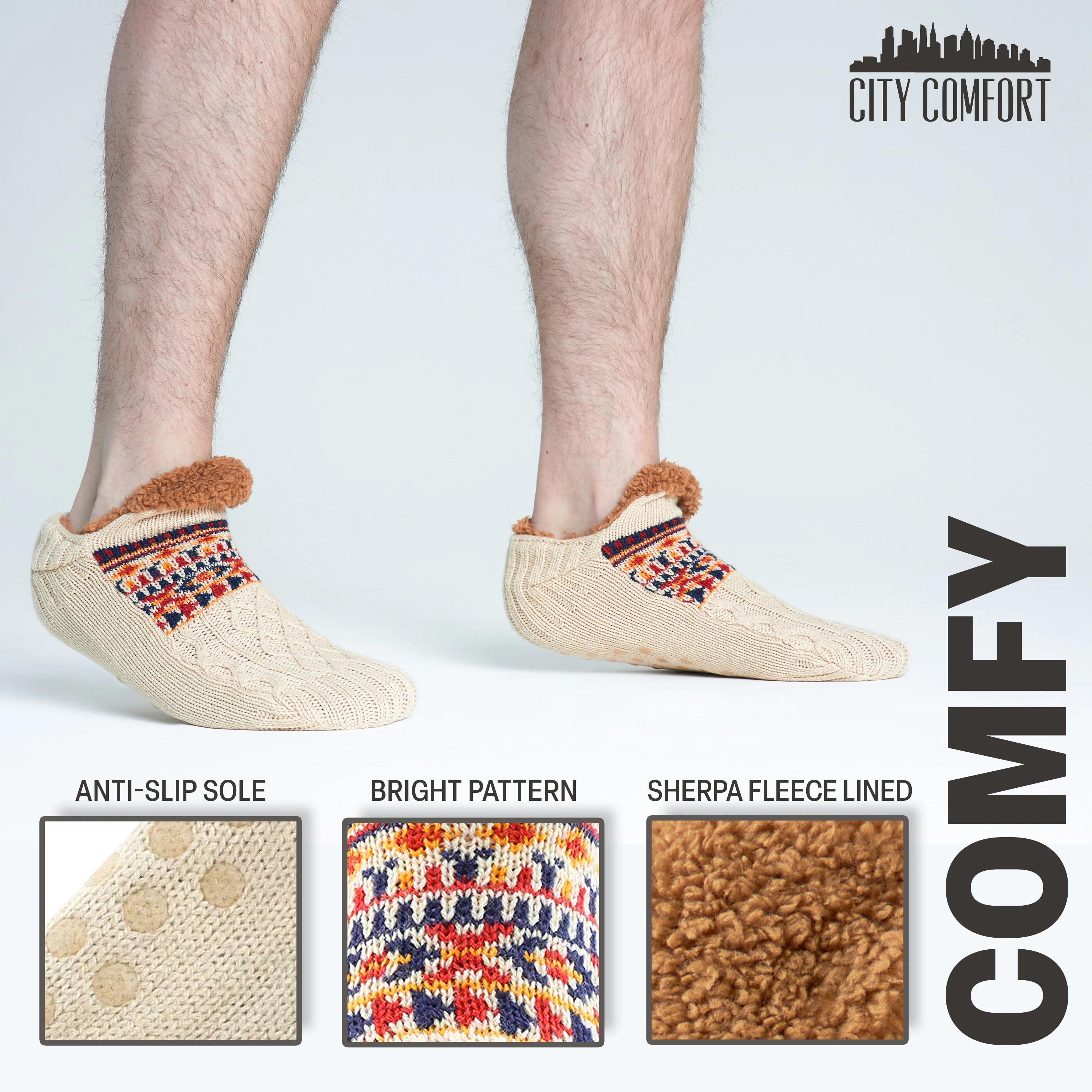 CityComfort Slipper Socks for Men & Teens Size 6–9.5, Cozy Non Slip Socks - Image 17