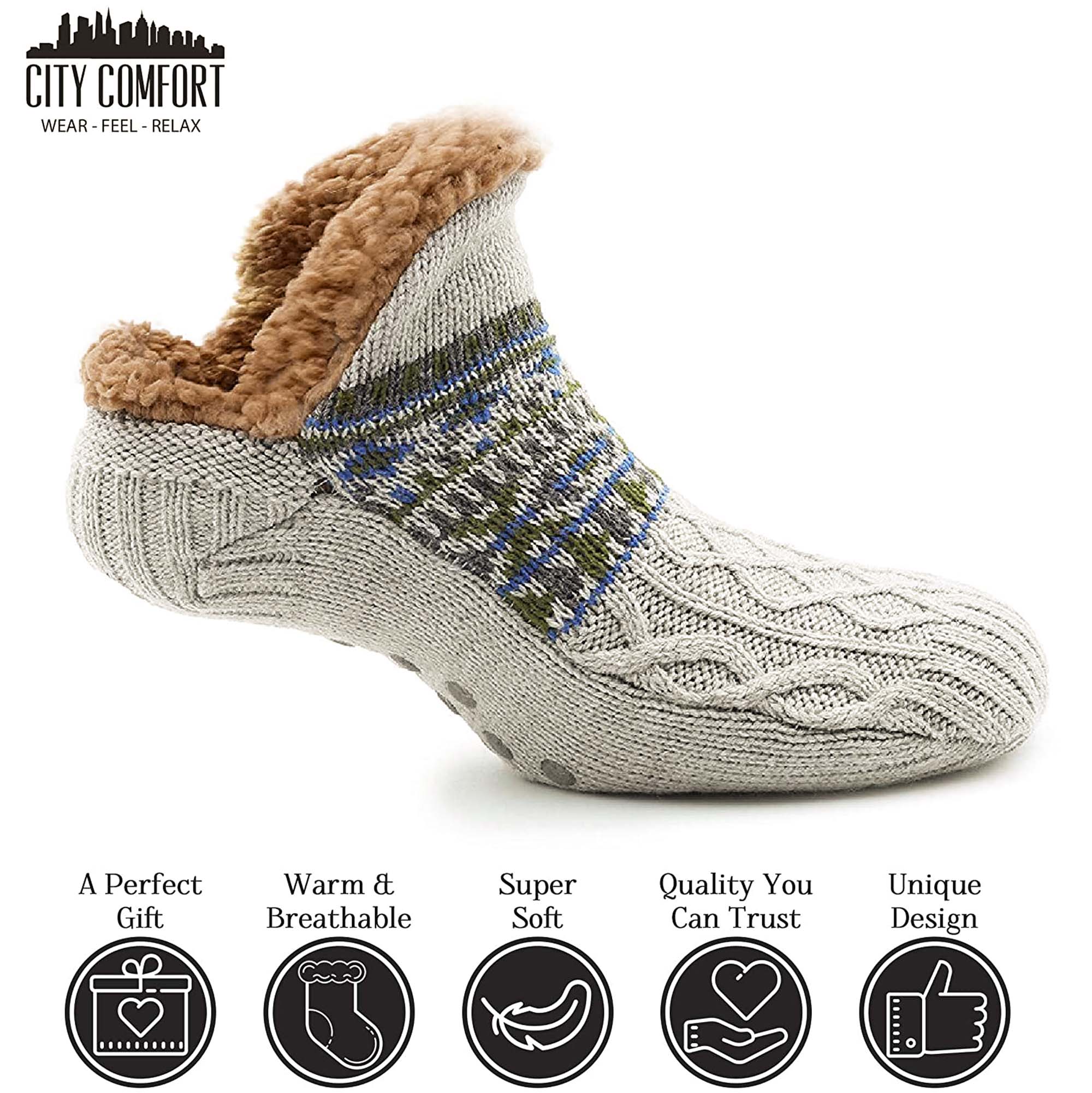 CityComfort Slipper Socks for Men & Teens Size 6–9.5, Cozy Non Slip Socks - Image 21