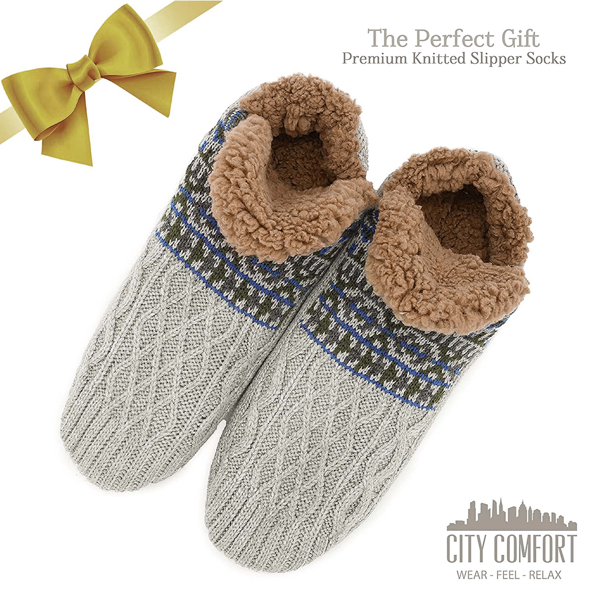 CityComfort Slipper Socks for Men & Teens Size 6–9.5, Cozy Non Slip Socks - Image 24