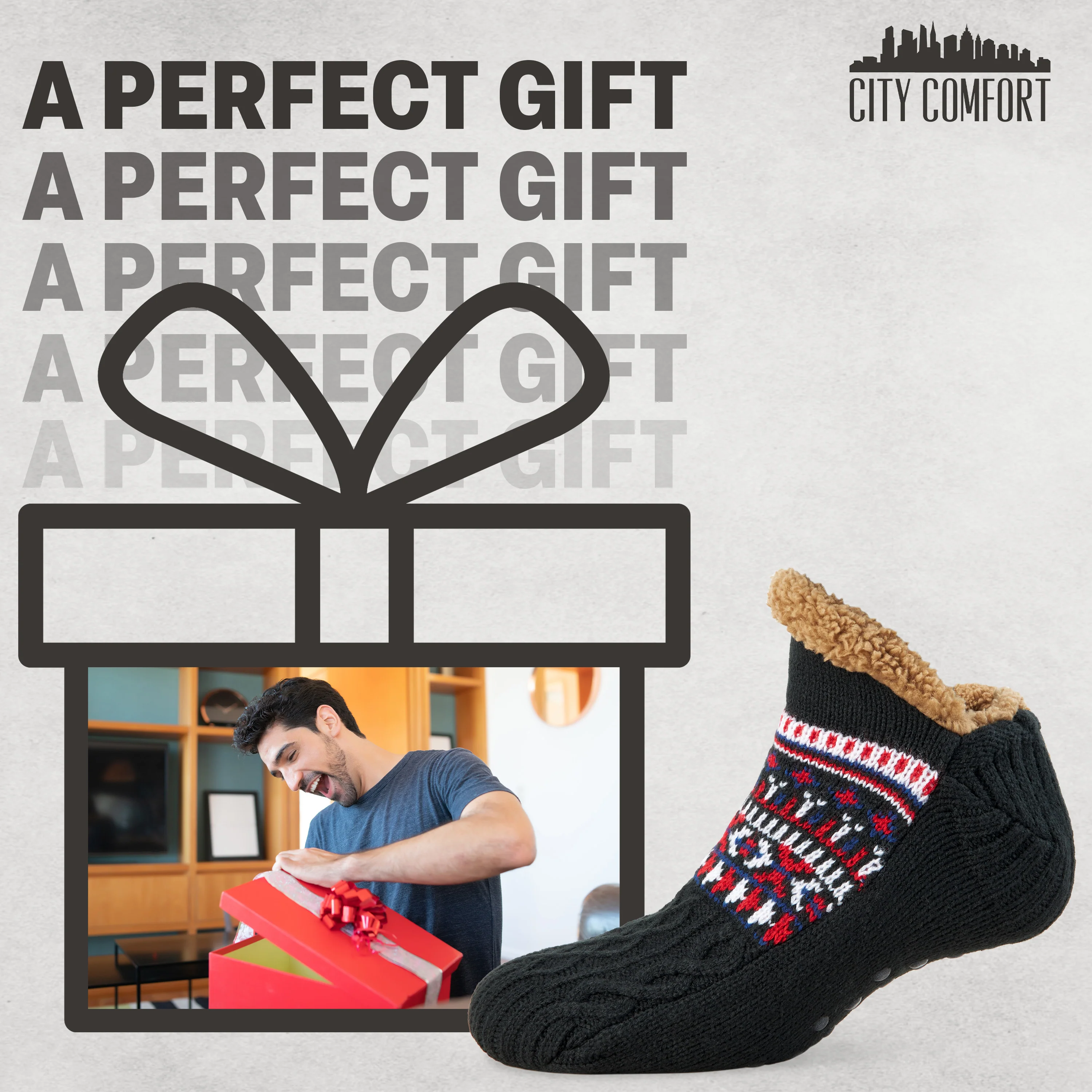 CityComfort Slipper Socks for Men & Teens Size 6–9.5, Cozy Non Slip Socks - Image 3
