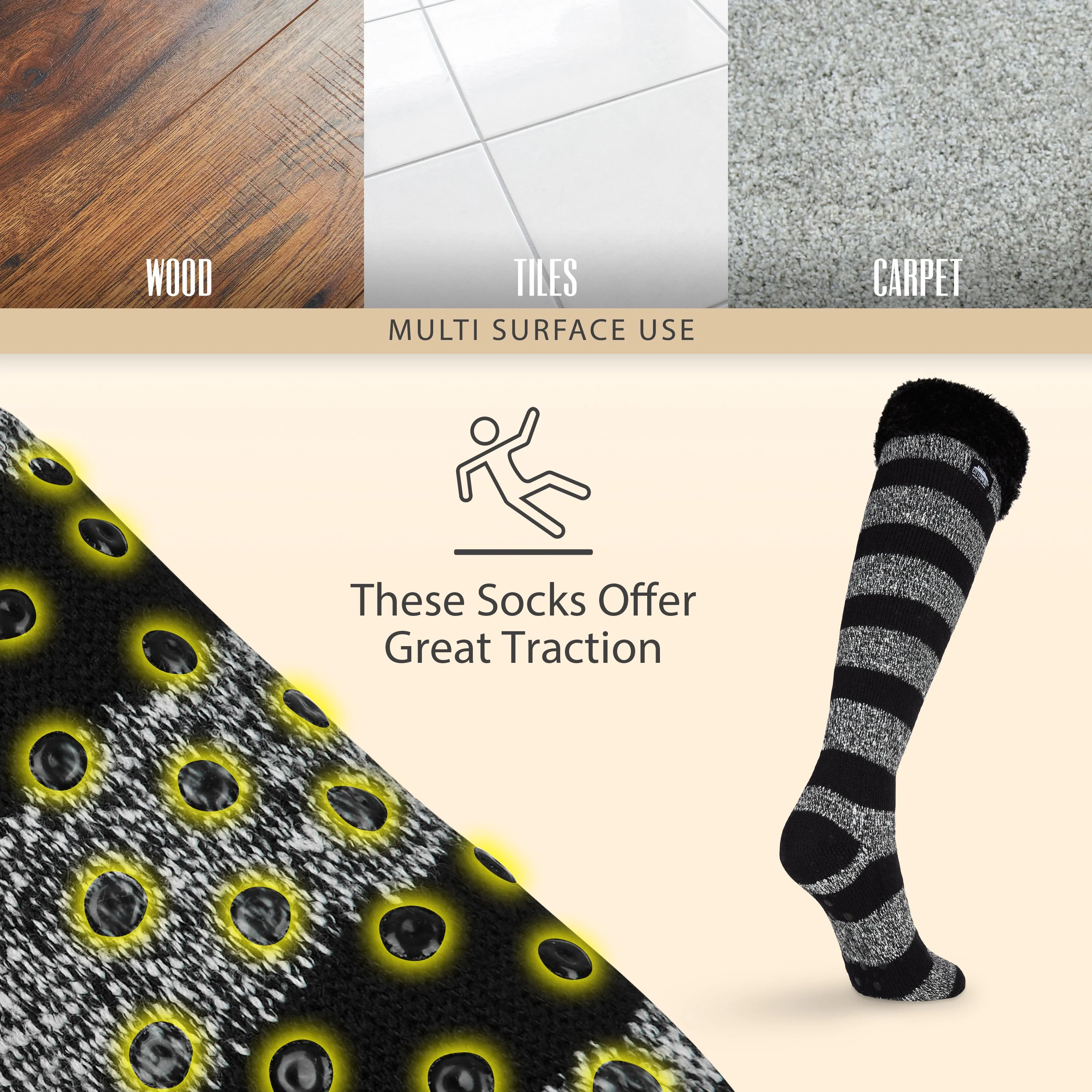 CityComfort Slipper Socks for Women, Knee High Socks Non Slip, Long Fluffy Socks - Image 28