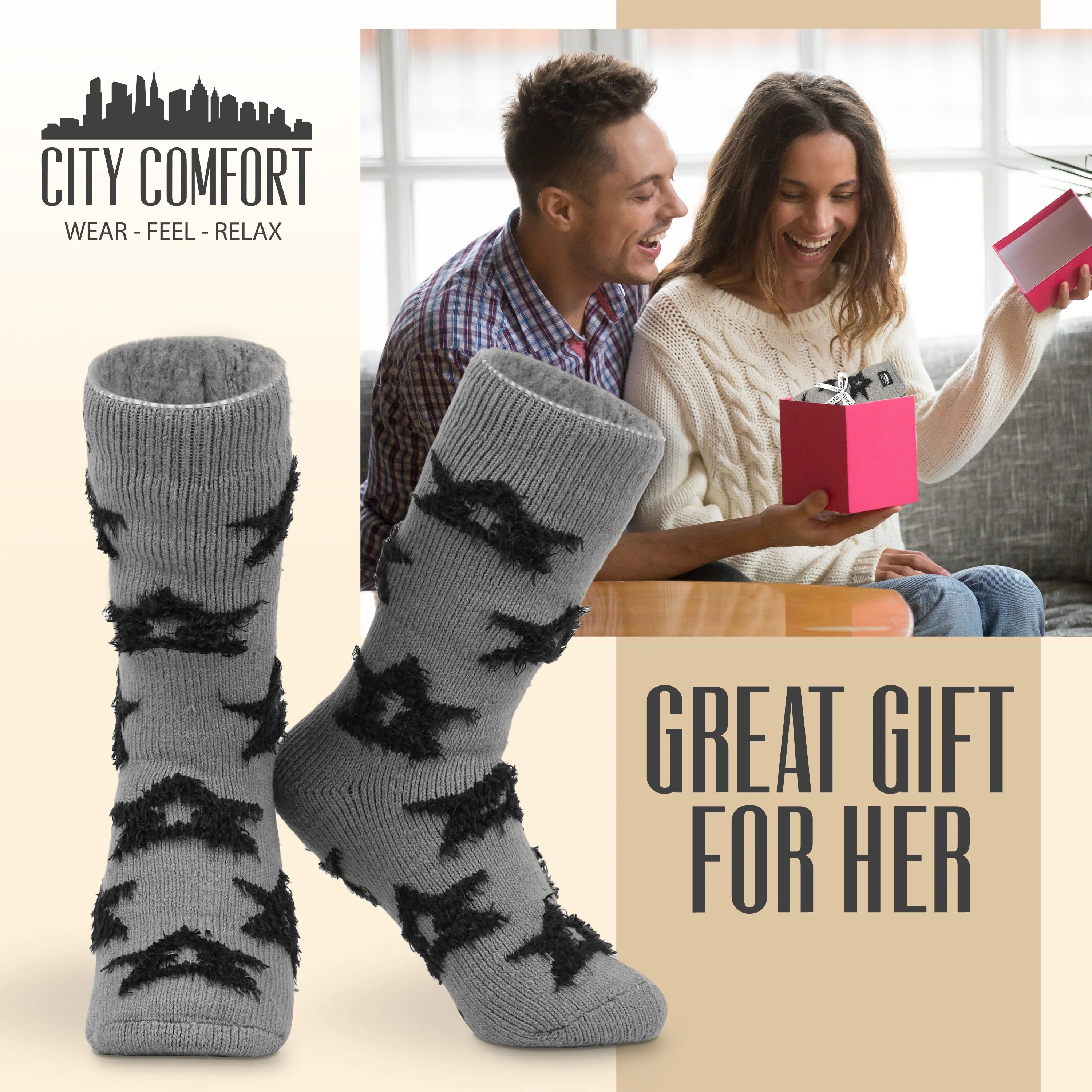 CityComfort Slipper Socks for Women Non Slip Fluffy Socks Gifts for Her - Image 9