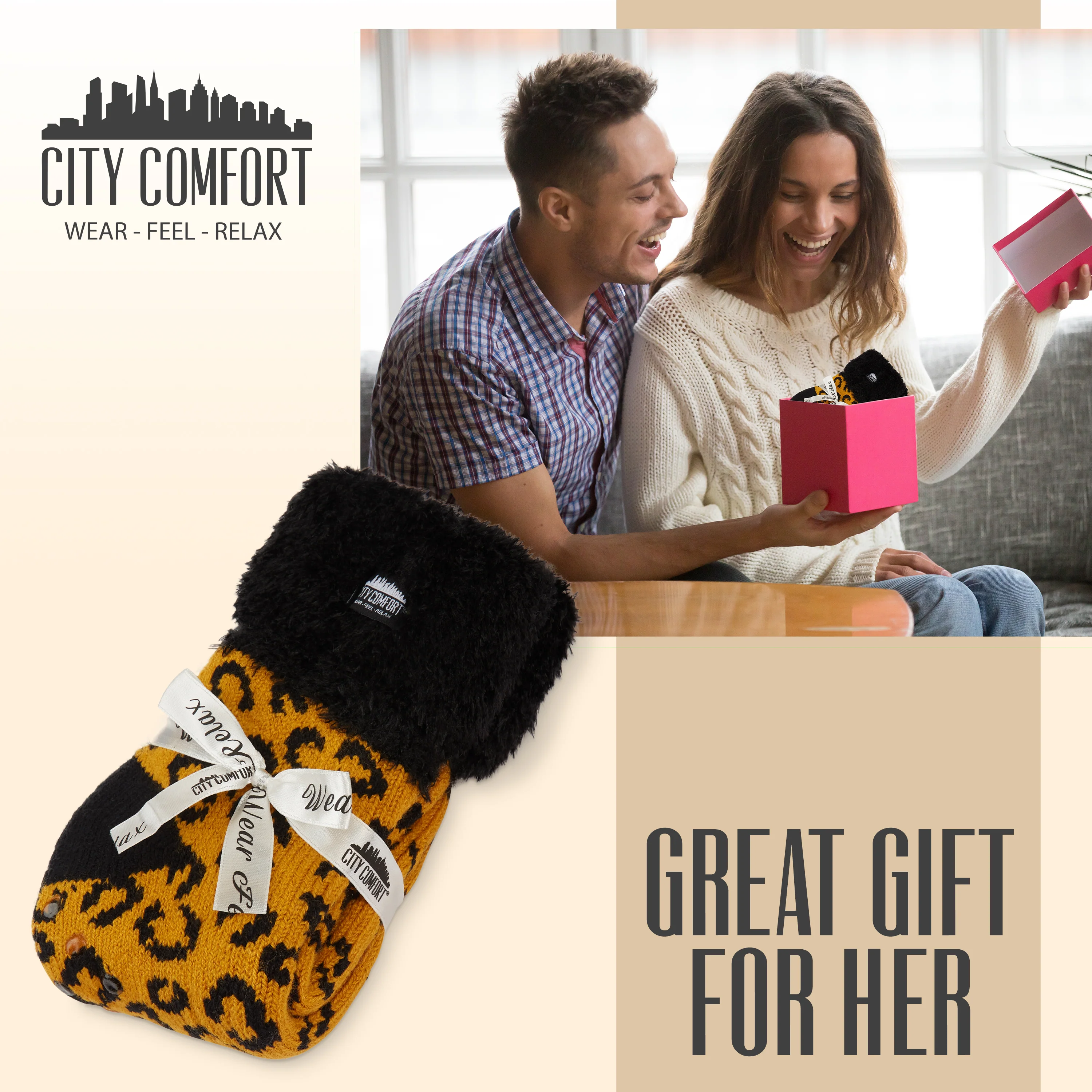 CityComfort Slipper Socks, Women Fluffy Socks Non Slip, Warm Cosy Gifts for Her Multiple Designs - Image 17