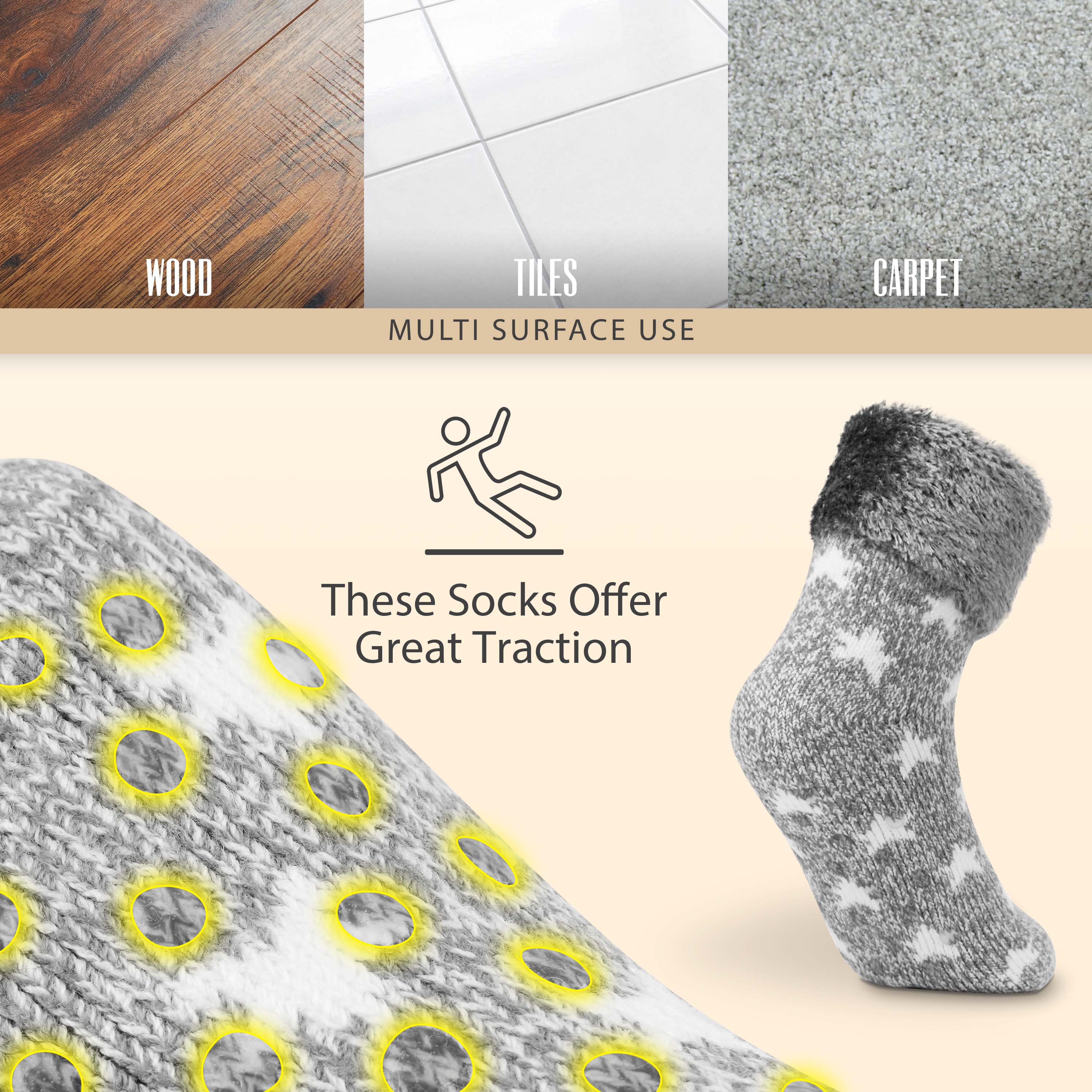 CityComfort Slipper Socks, Women Fluffy Socks Non Slip, Warm Cosy Gifts for Her Multiple Designs - Image 4