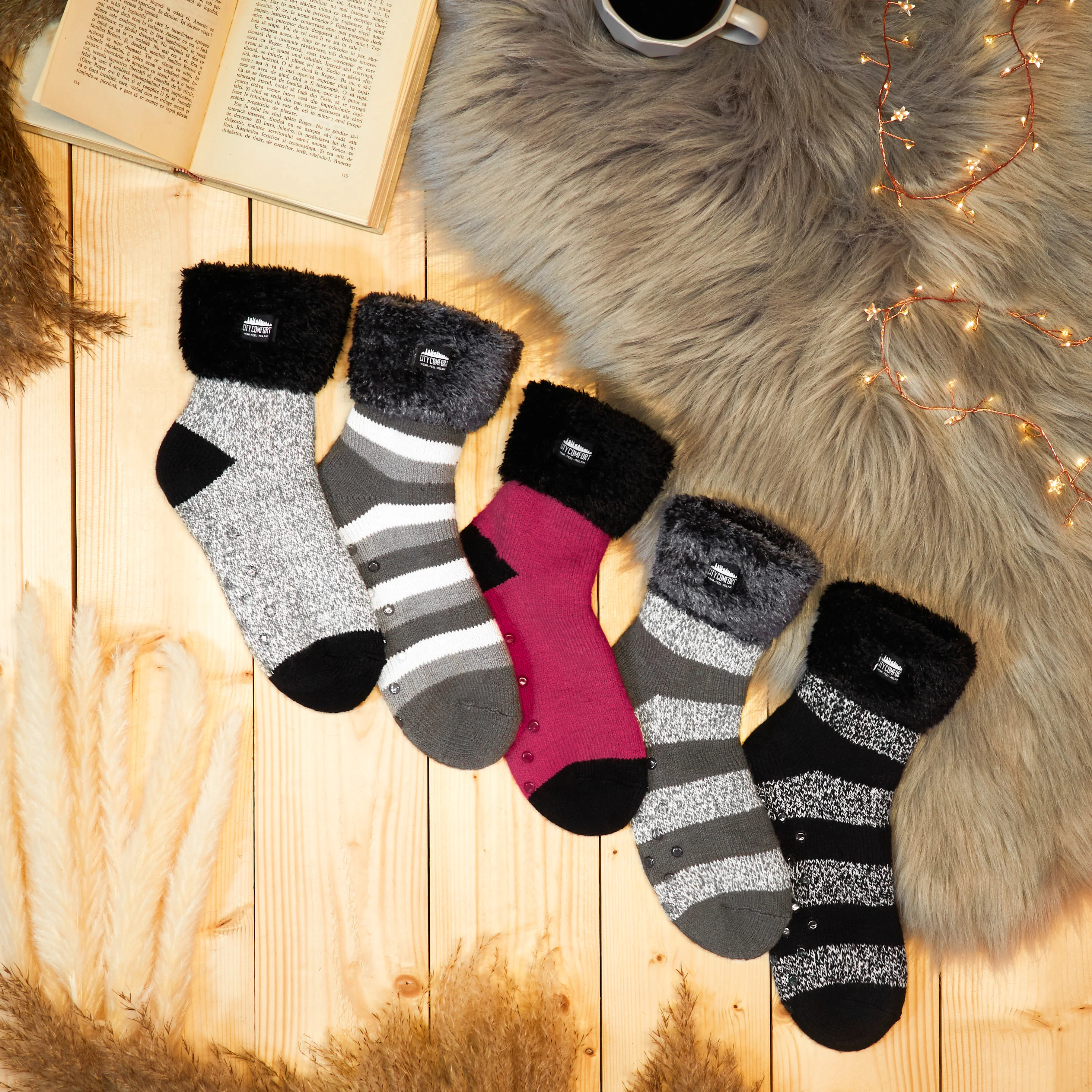 CityComfort Slipper Socks, Women Fluffy Socks Non Slip, Warm Cosy Gifts for Her Multiple Designs - Image 54