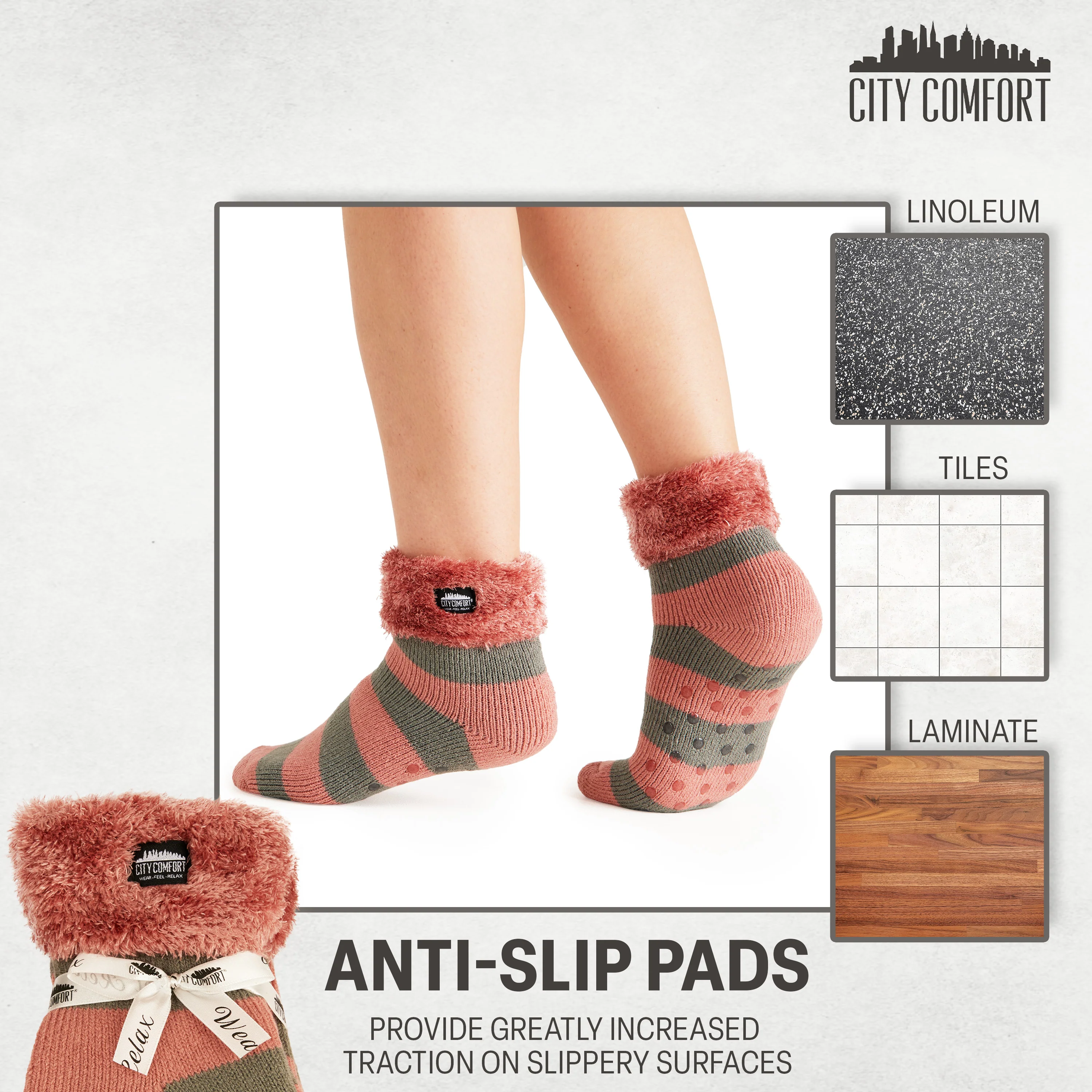 CityComfort Slipper Socks Women Teenagers - Fluffy Socks Non Slip Warm Fleece One Size - Image 6