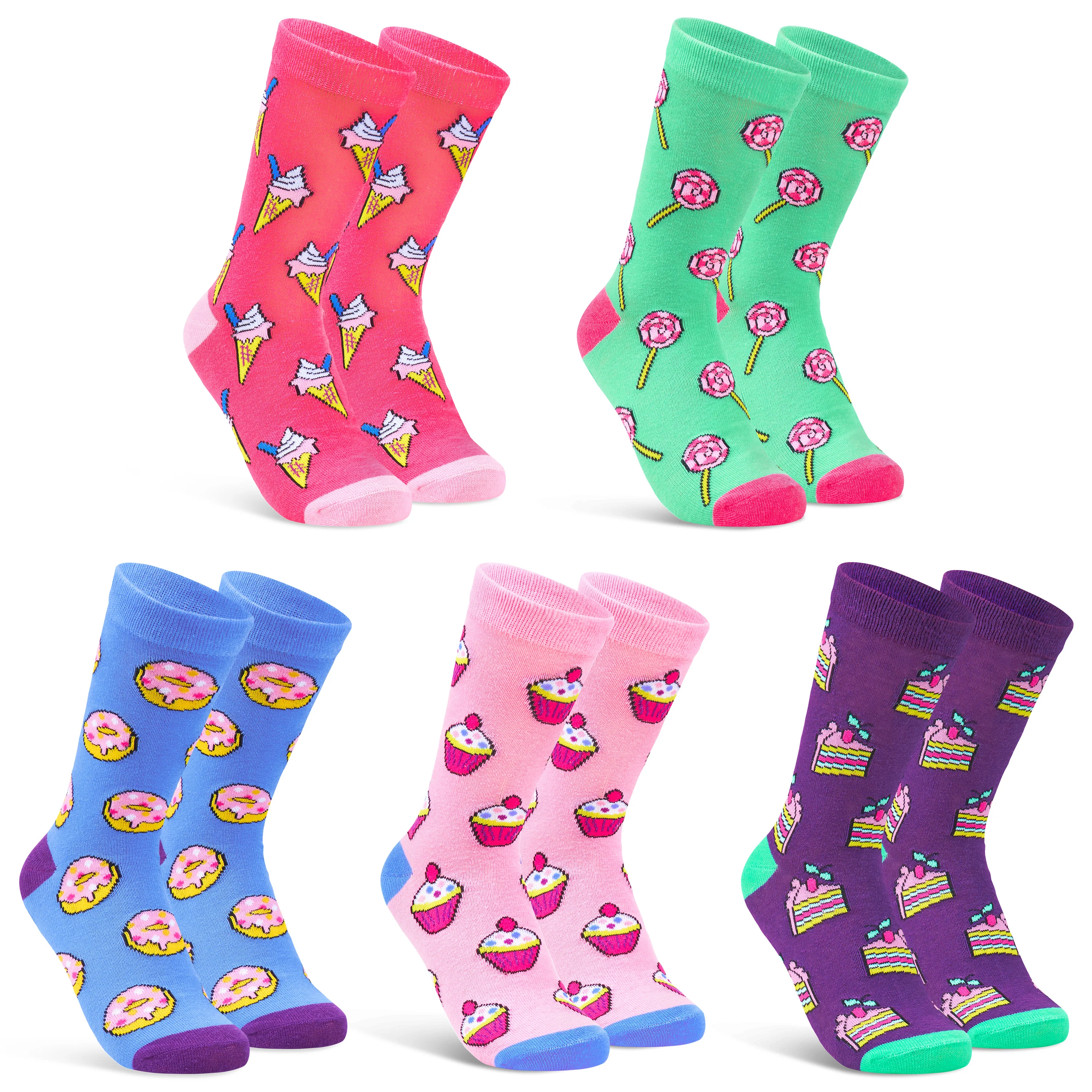 CityComfort Socks Women, 5 Pack of Crew Socks, Colourful Funny Socks for Women and Teens