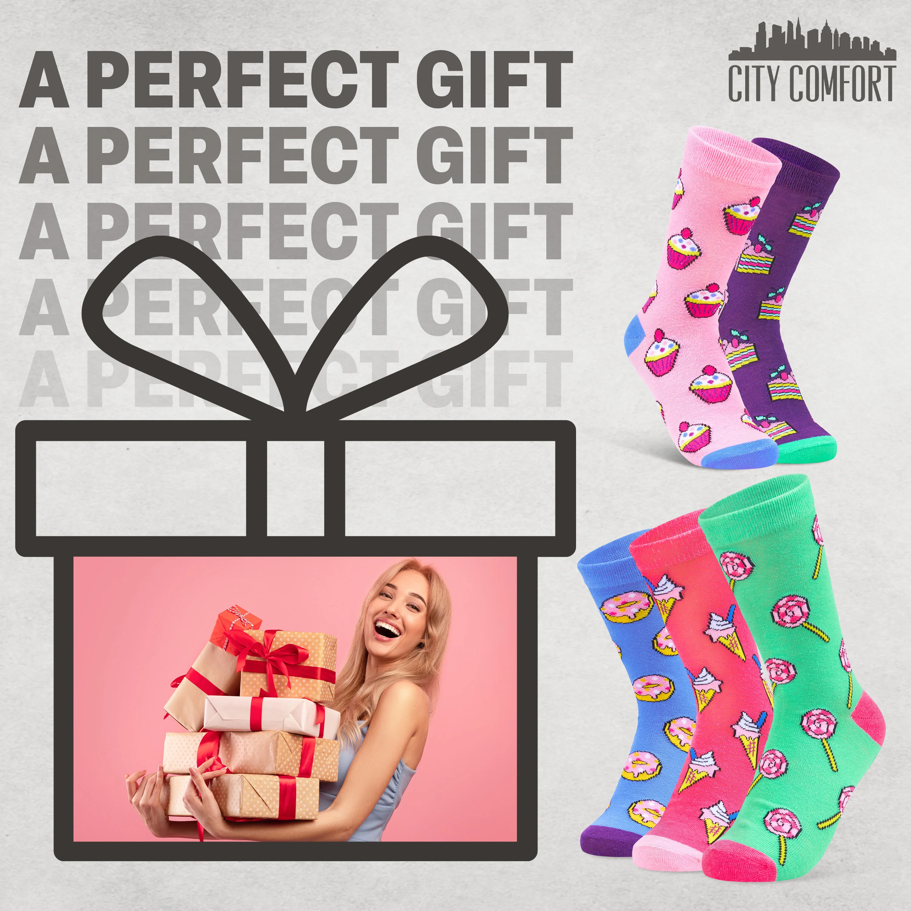 CityComfort Socks Women, 5 Pack of Crew Socks, Colourful Funny Socks for Women and Teens - Image 3