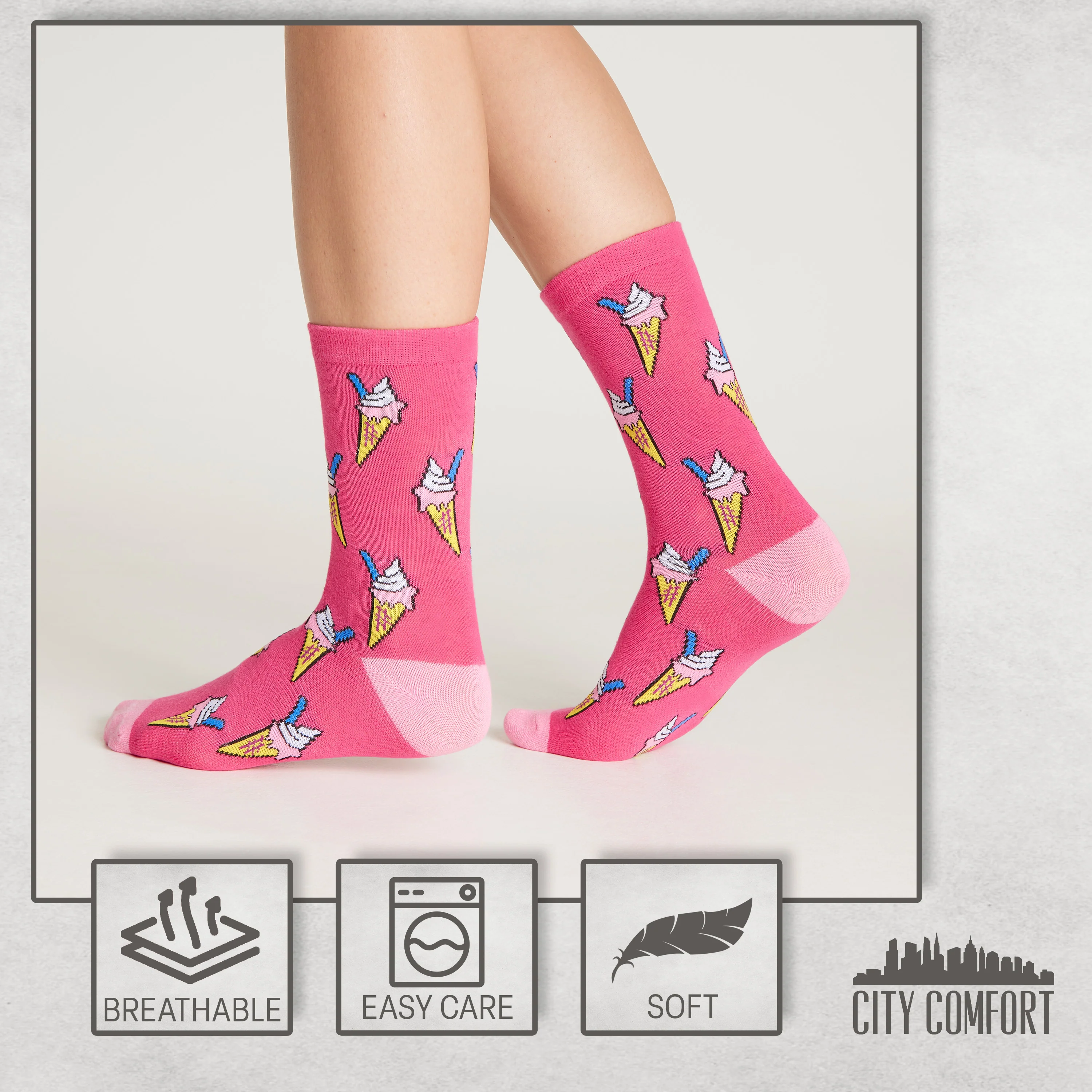 CityComfort Socks Women, 5 Pack of Crew Socks, Colourful Funny Socks for Women and Teens - Image 6