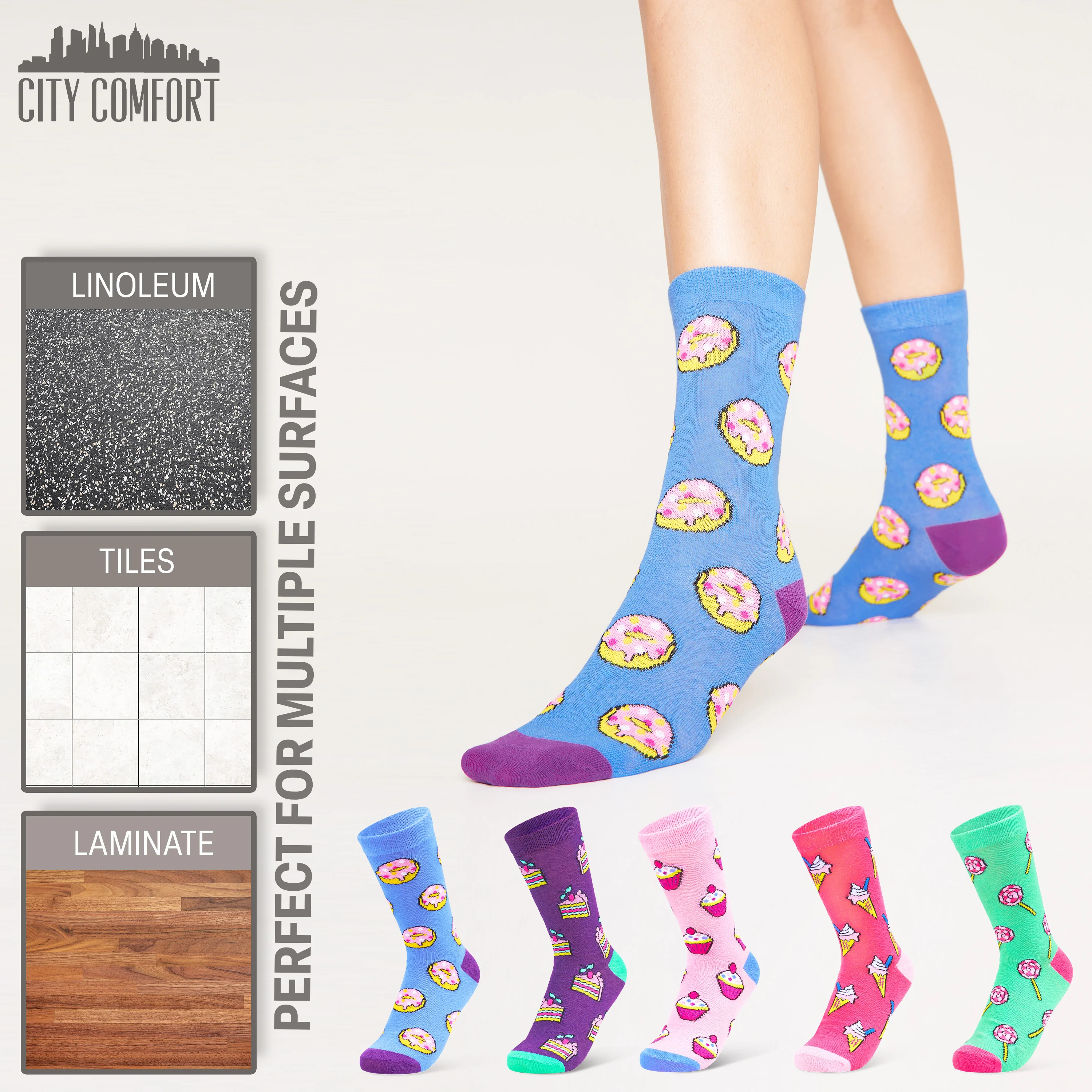 CityComfort Socks Women, 5 Pack of Crew Socks, Colourful Funny Socks for Women and Teens - Image 7