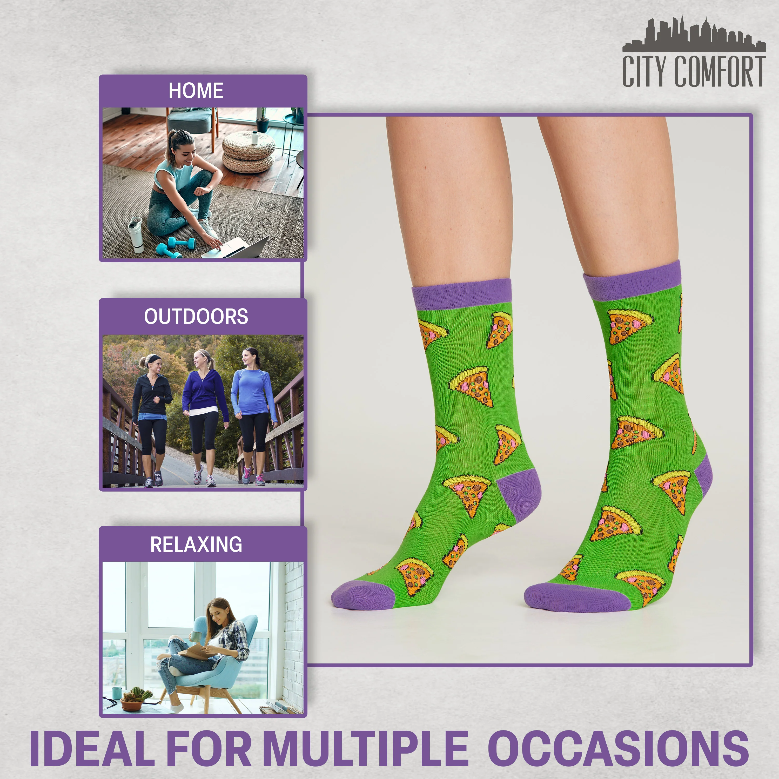 CityComfort Socks Women, 5 Pack of Crew Socks, Colourful Funny Socks for Women and Teens - Image 4