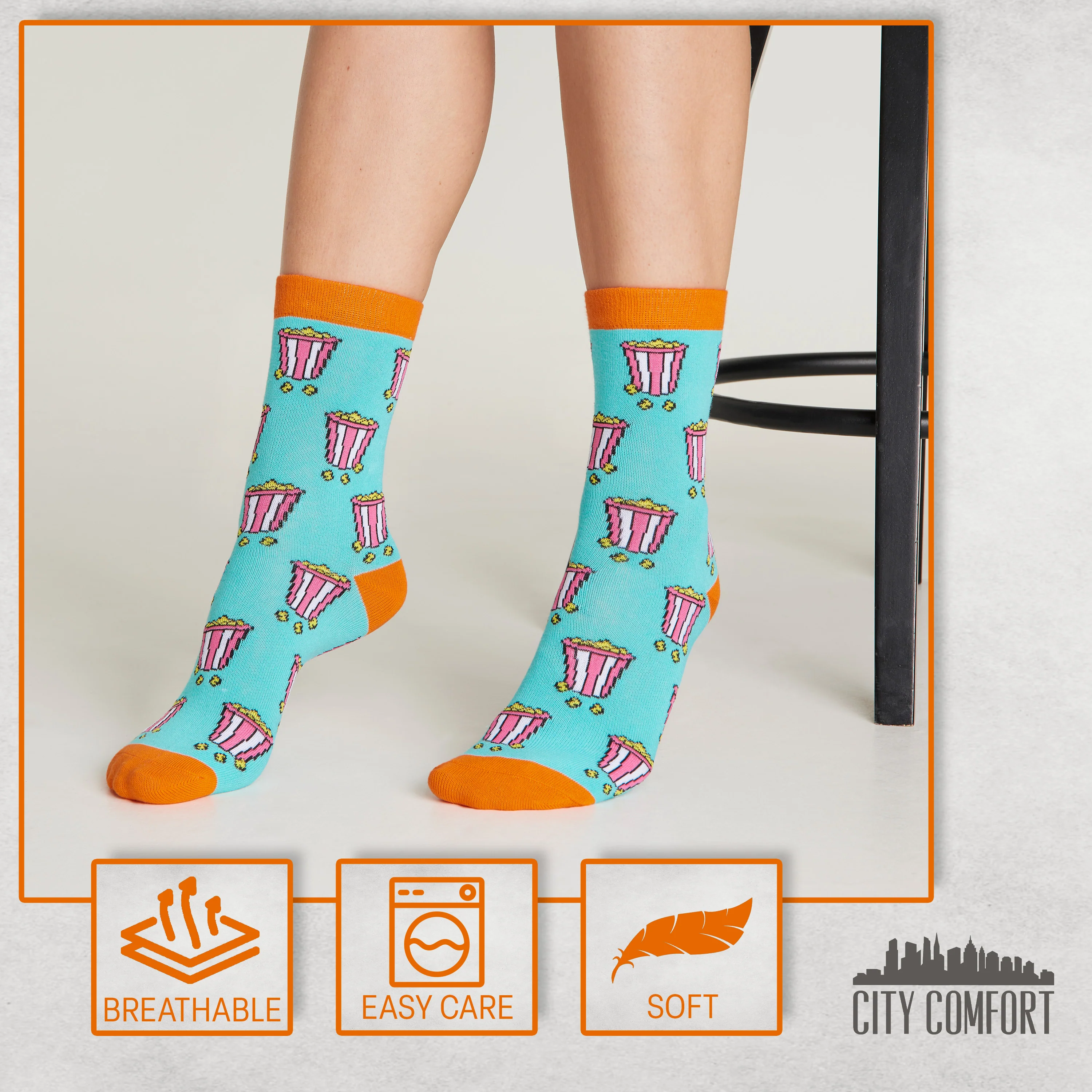 CityComfort Socks Women, 5 Pack of Crew Socks, Colourful Funny Socks for Women and Teens - Image 7