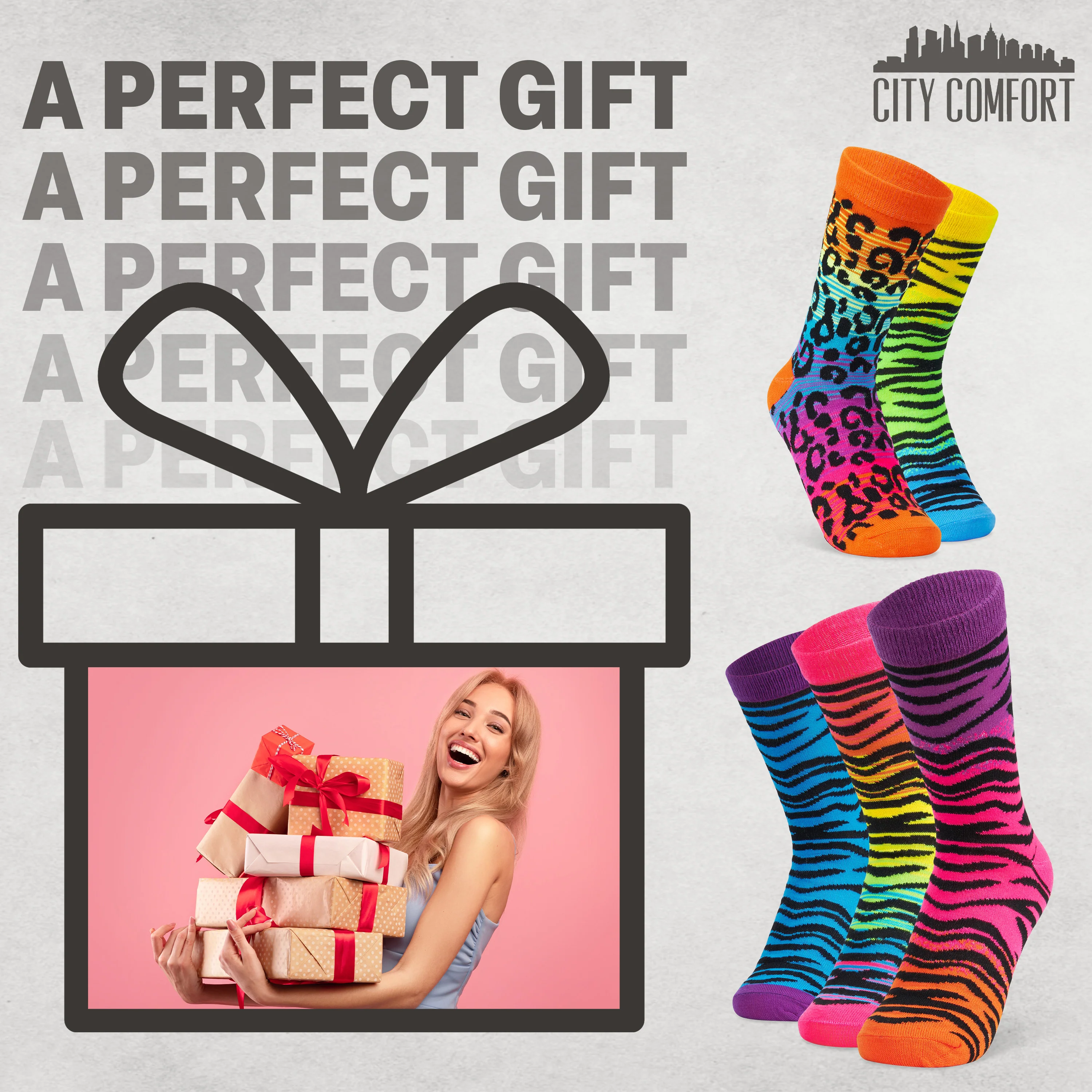 CityComfort Socks Women, 5 Pack of Crew Socks, Colourful Funny Socks for Women and Teens - Image 3