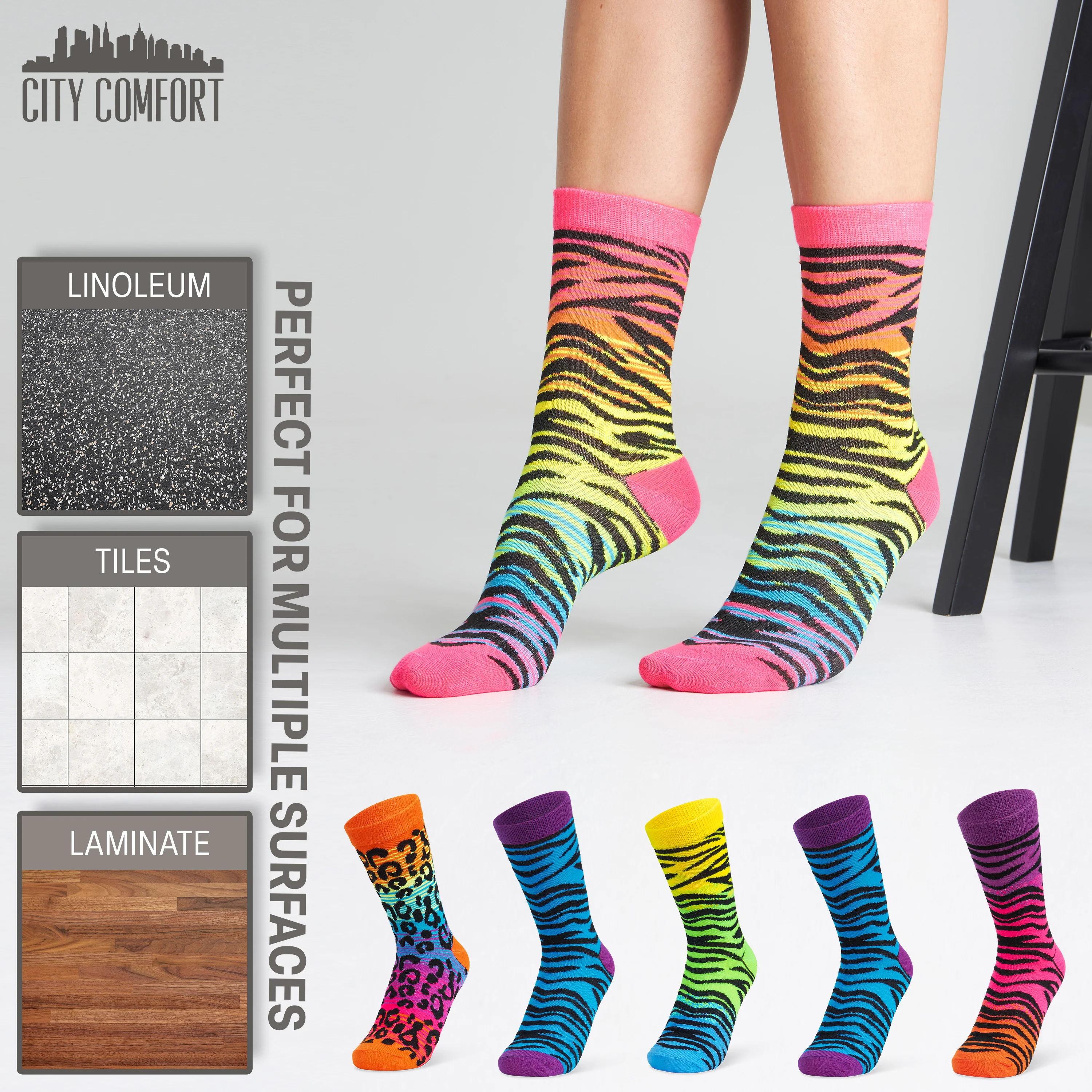 CityComfort Socks Women, 5 Pack of Crew Socks, Colourful Funny Socks for Women and Teens - Image 7