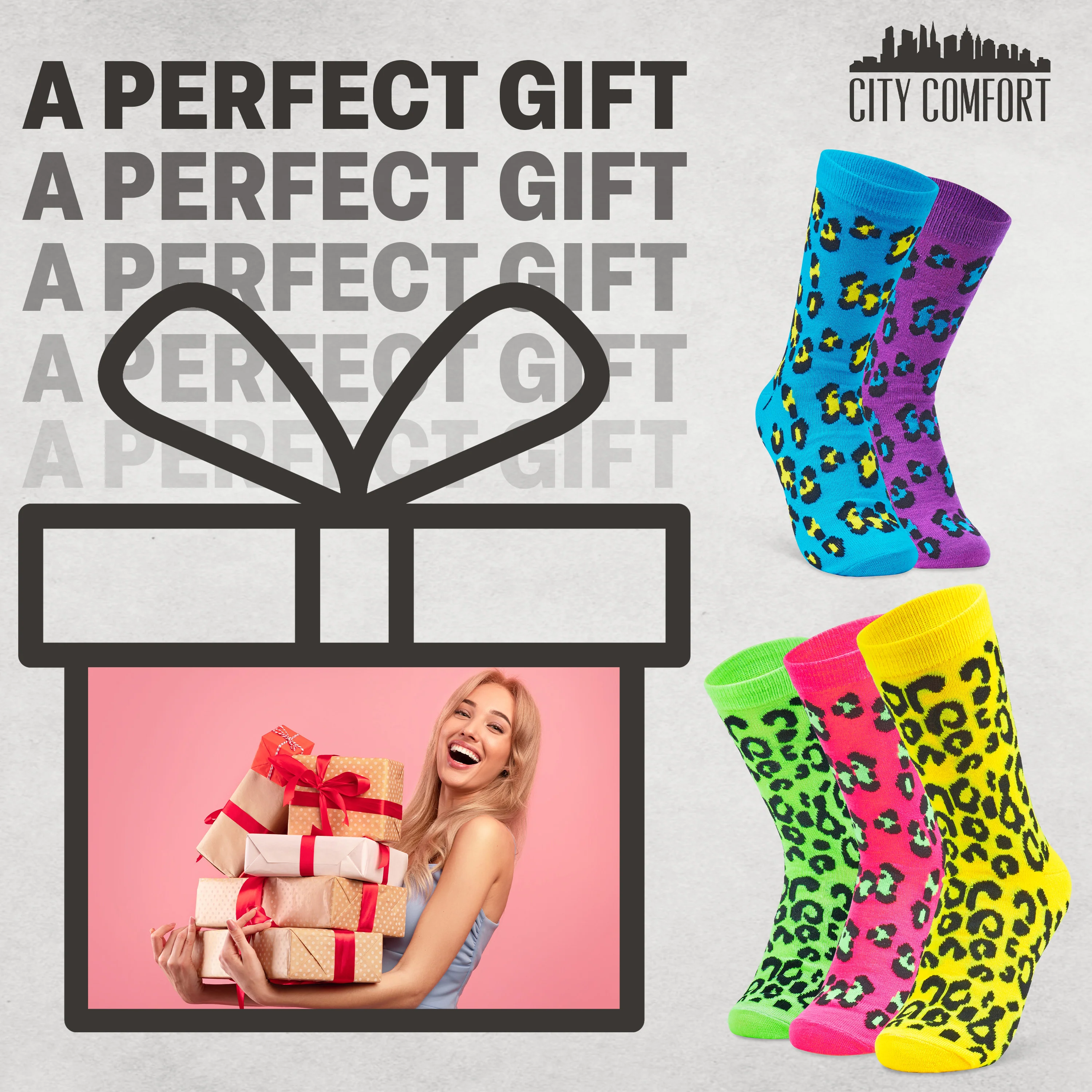 CityComfort Socks Women, 5 Pack of Crew Socks, Colourful Funny Socks for Women and Teens - Image 3