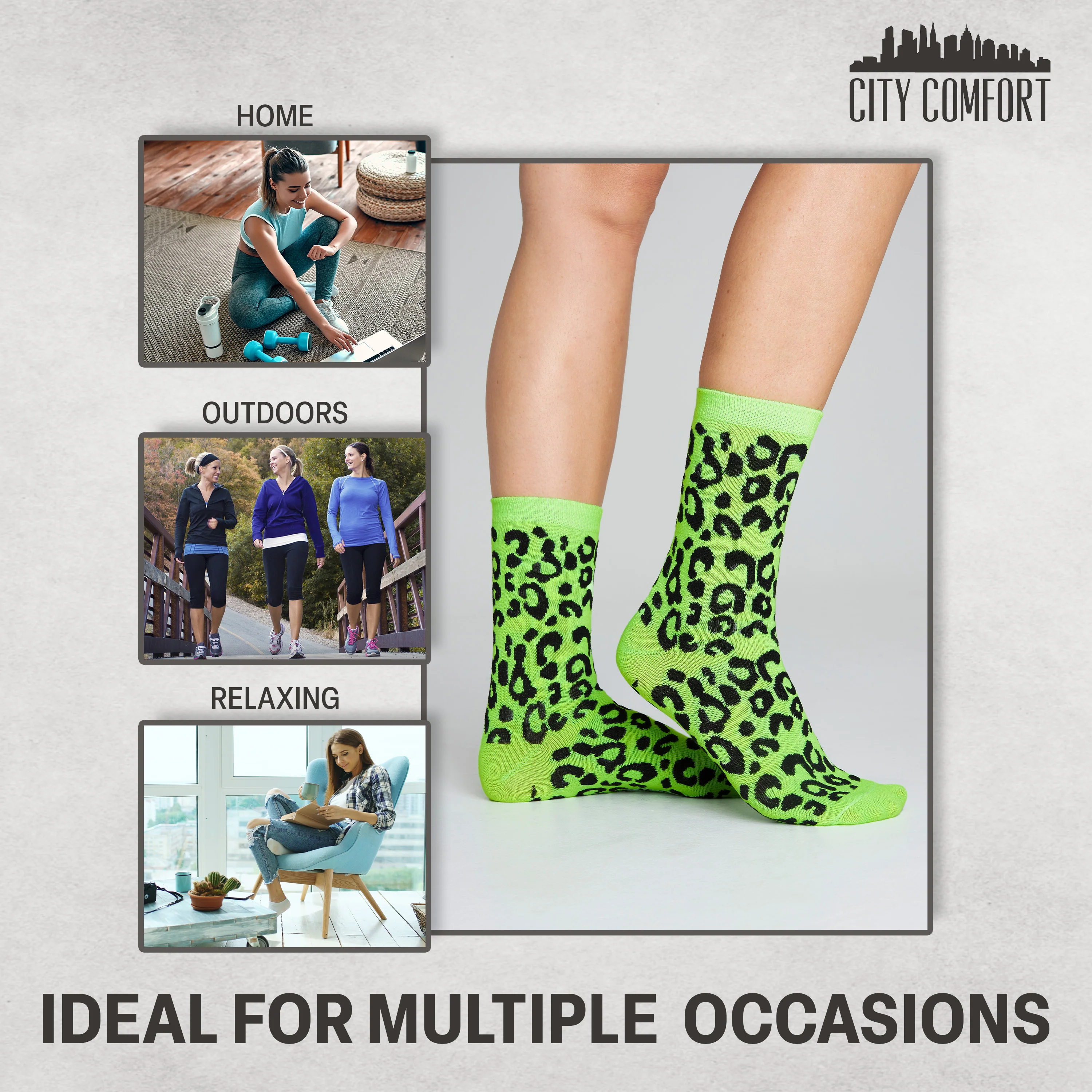 CityComfort Socks Women, 5 Pack of Crew Socks, Colourful Funny Socks for Women and Teens - Image 4