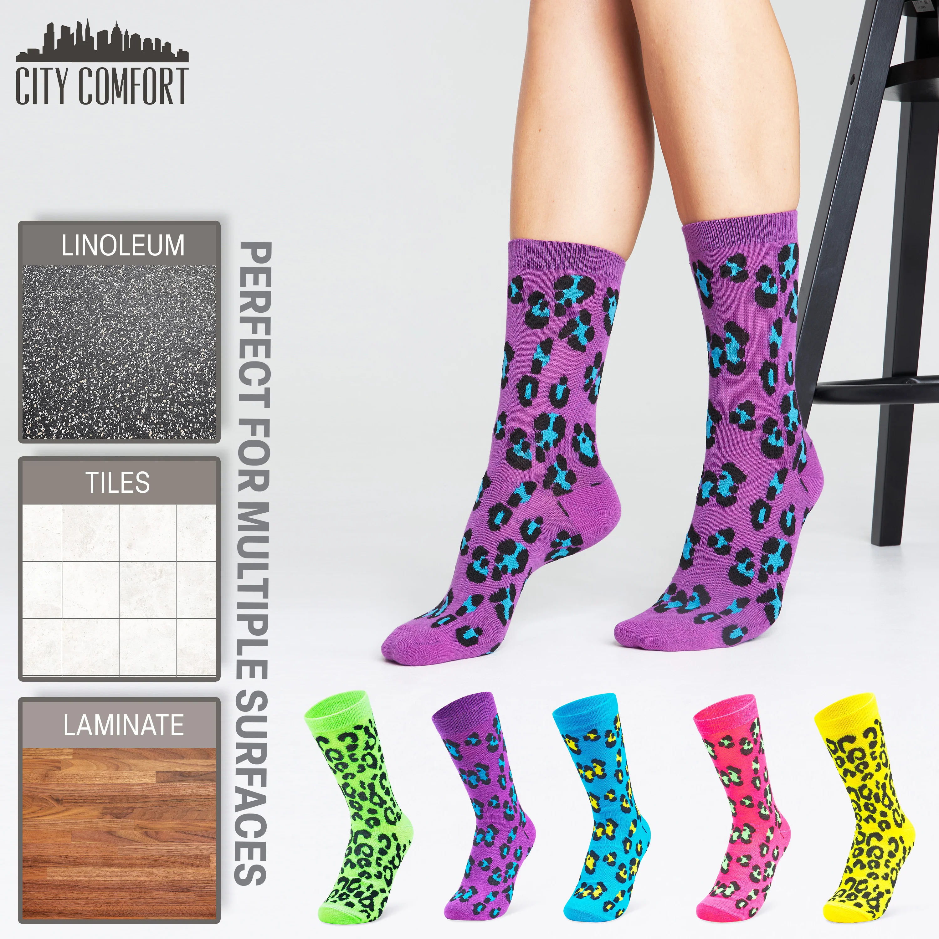 CityComfort Socks Women, 5 Pack of Crew Socks, Colourful Funny Socks for Women and Teens - Image 7