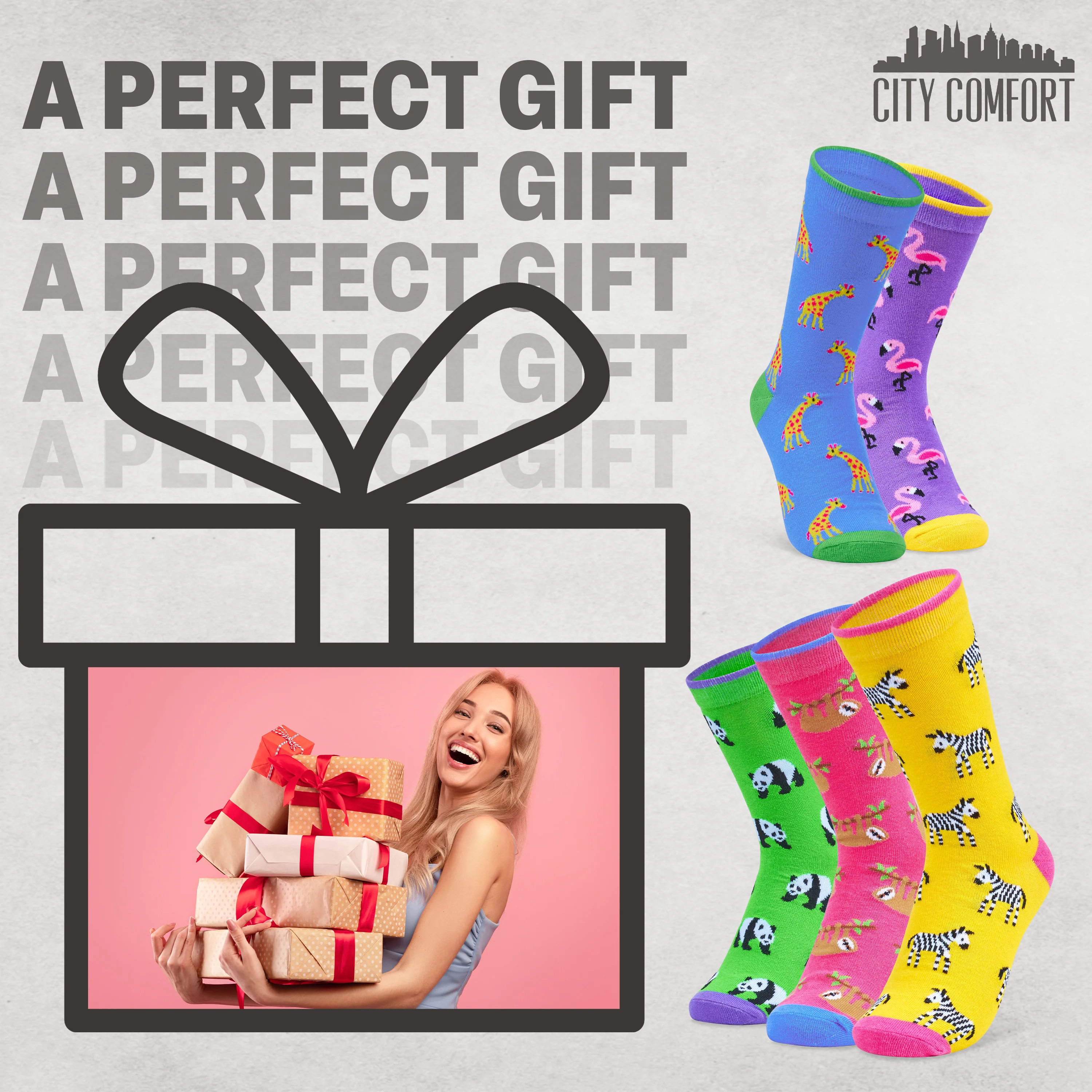 CityComfort Socks Women, 5 Pack of Crew Socks, Colourful Funny Socks for Women and Teens - Image 3