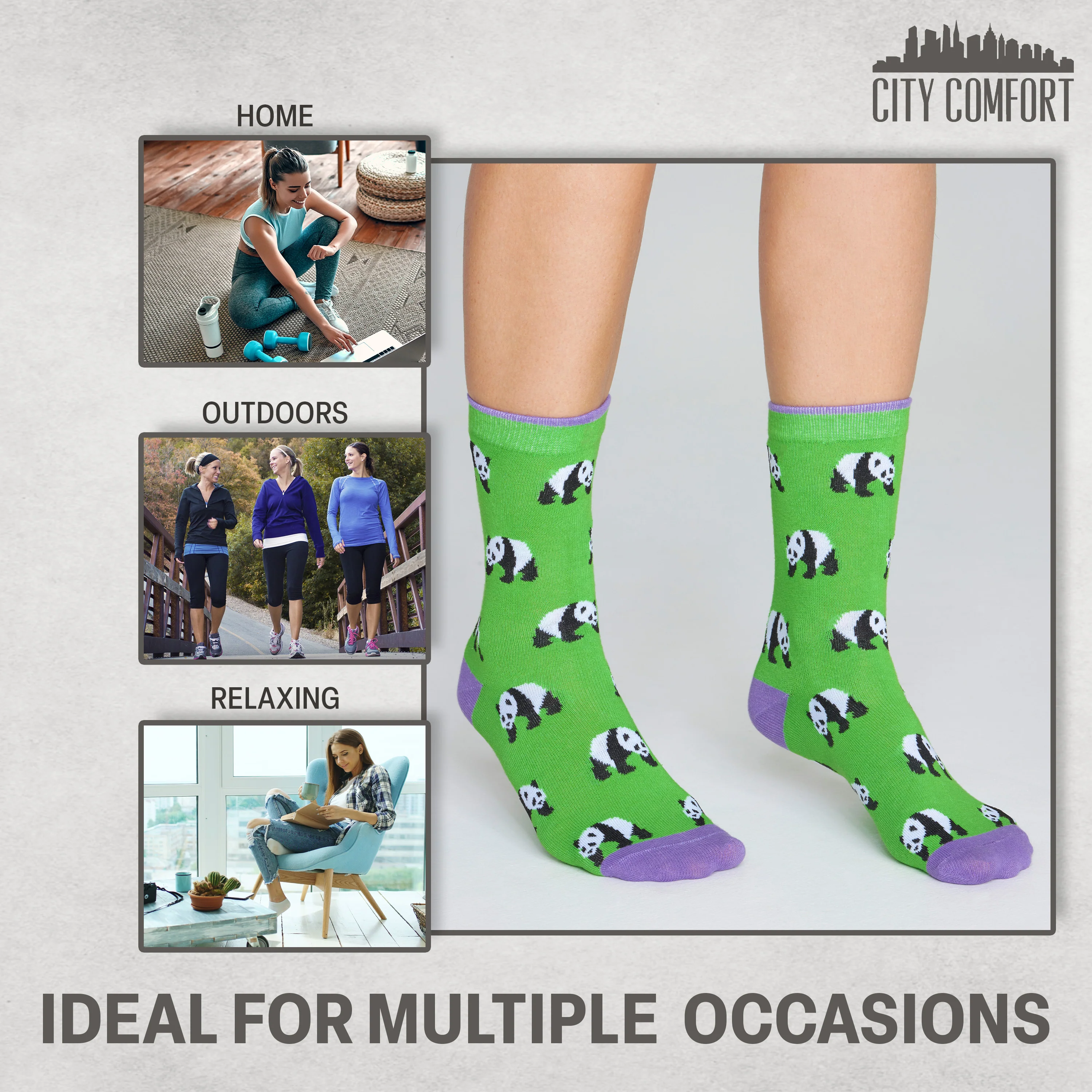 CityComfort Socks Women, 5 Pack of Crew Socks, Colourful Funny Socks for Women and Teens - Image 4