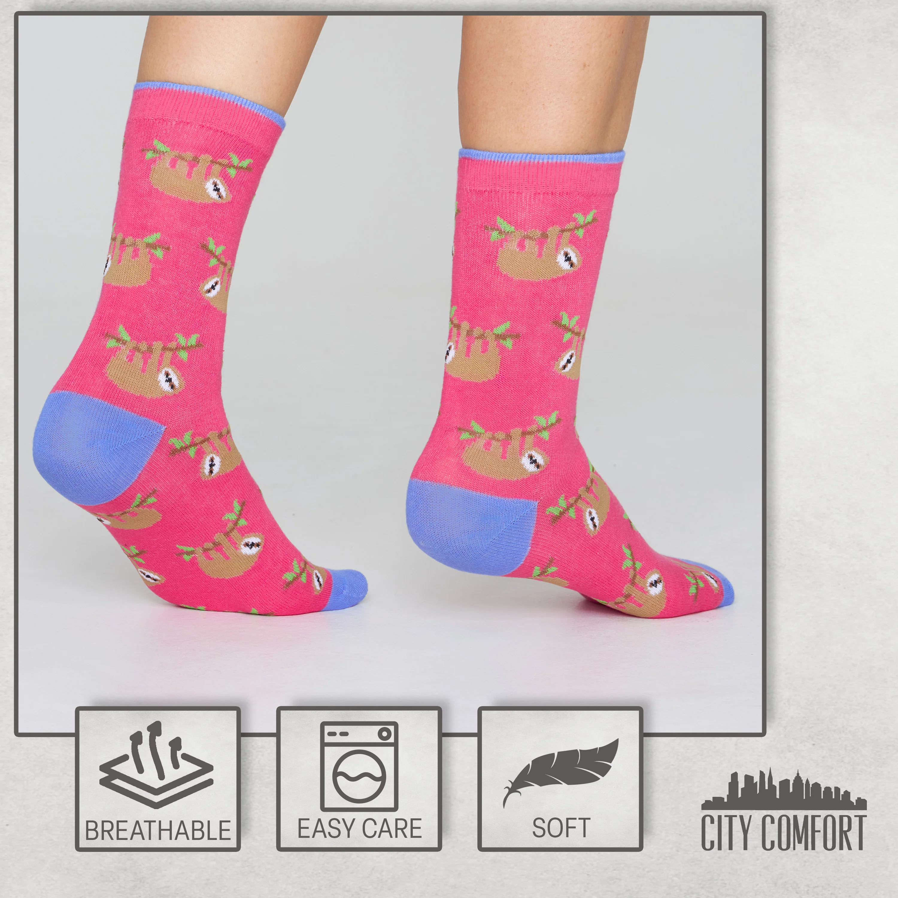 CityComfort Socks Women, 5 Pack of Crew Socks, Colourful Funny Socks for Women and Teens - Image 6