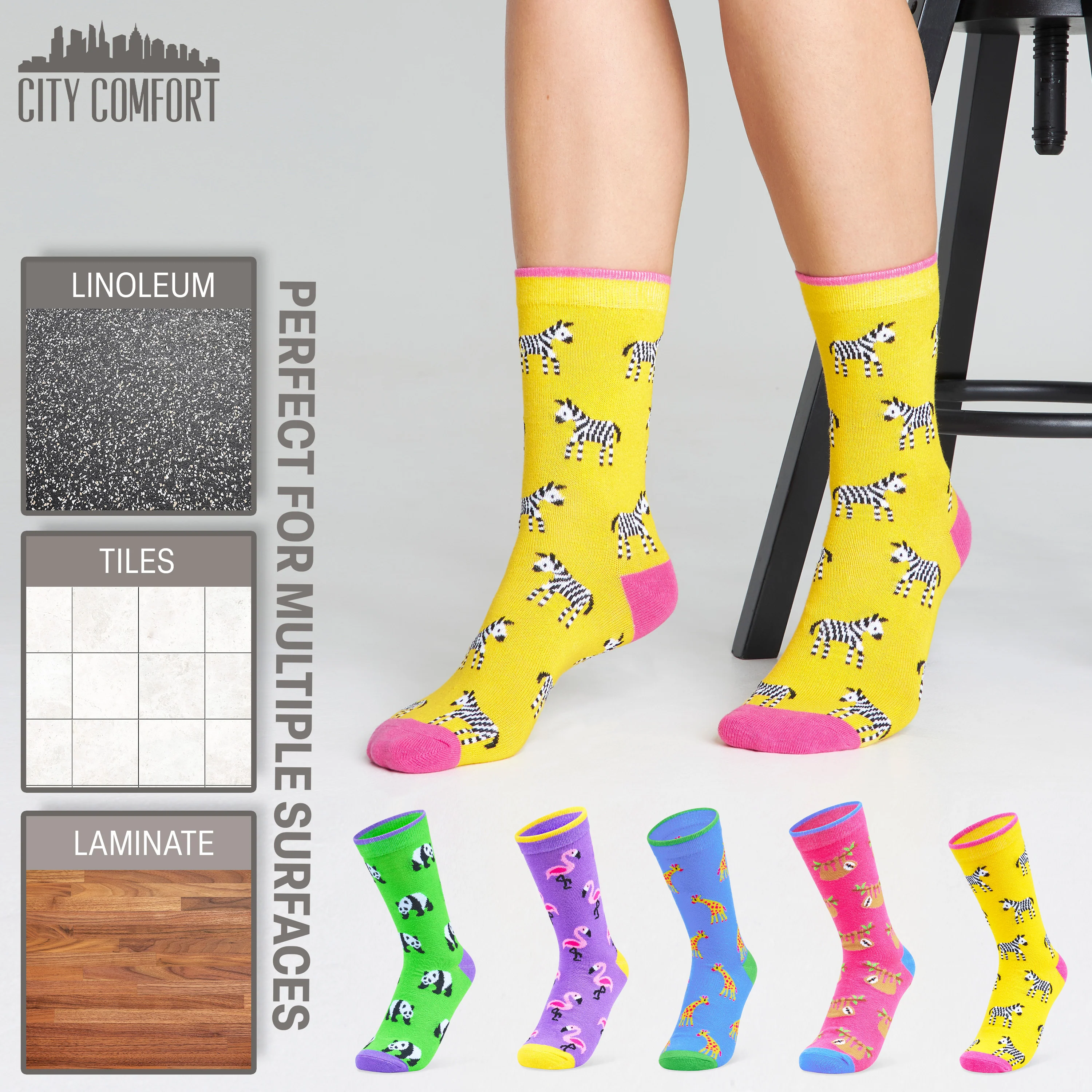 CityComfort Socks Women, 5 Pack of Crew Socks, Colourful Funny Socks for Women and Teens - Image 7