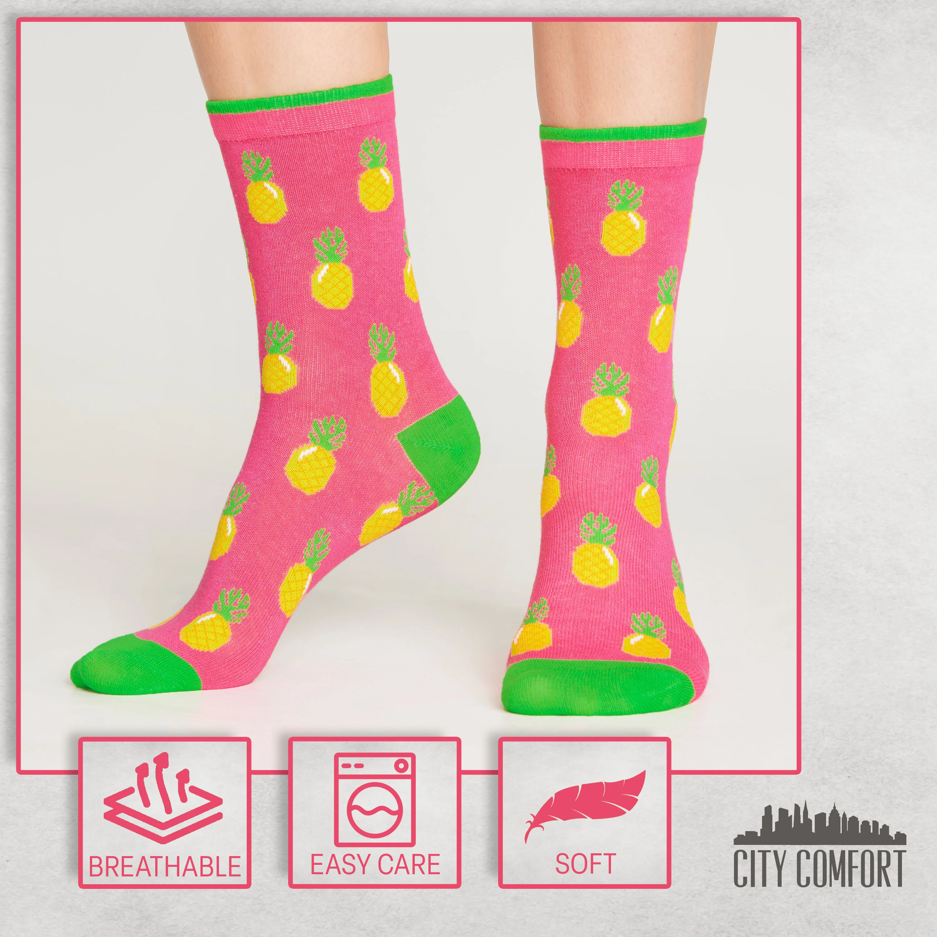 CityComfort Socks Women, 5 Pack of Crew Socks, Colourful Funny Socks for Women and Teens - Image 6