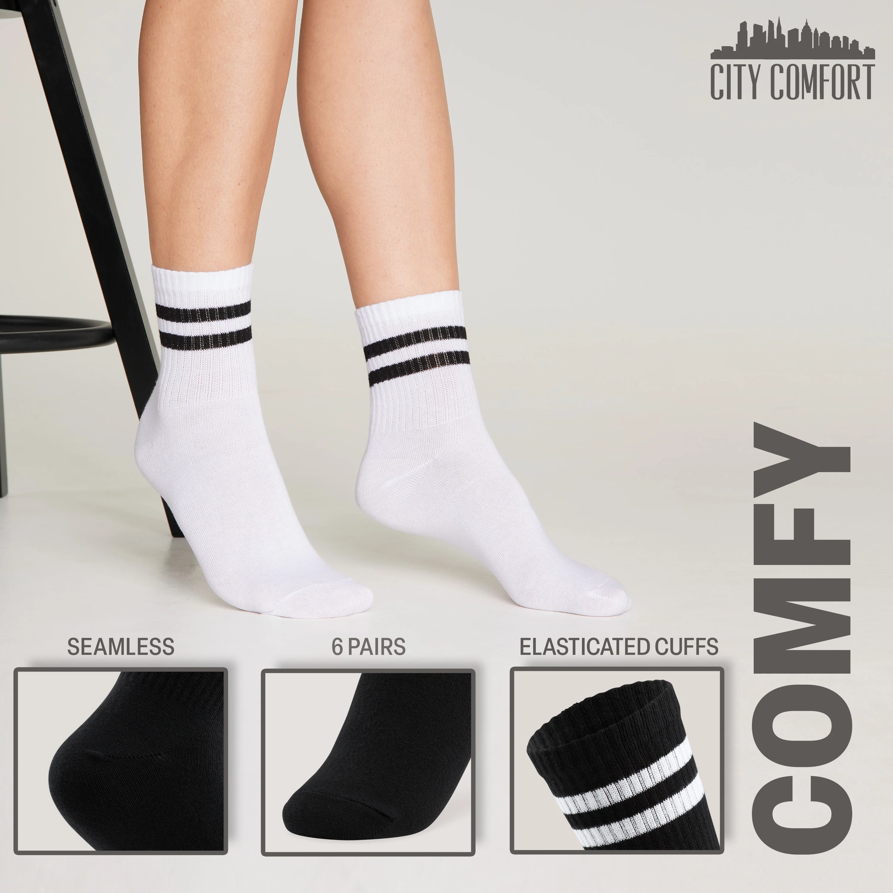 CityComfort Socks Women, Multipack of Sports Retro Ankle Socks for Women and Teens - Image 4