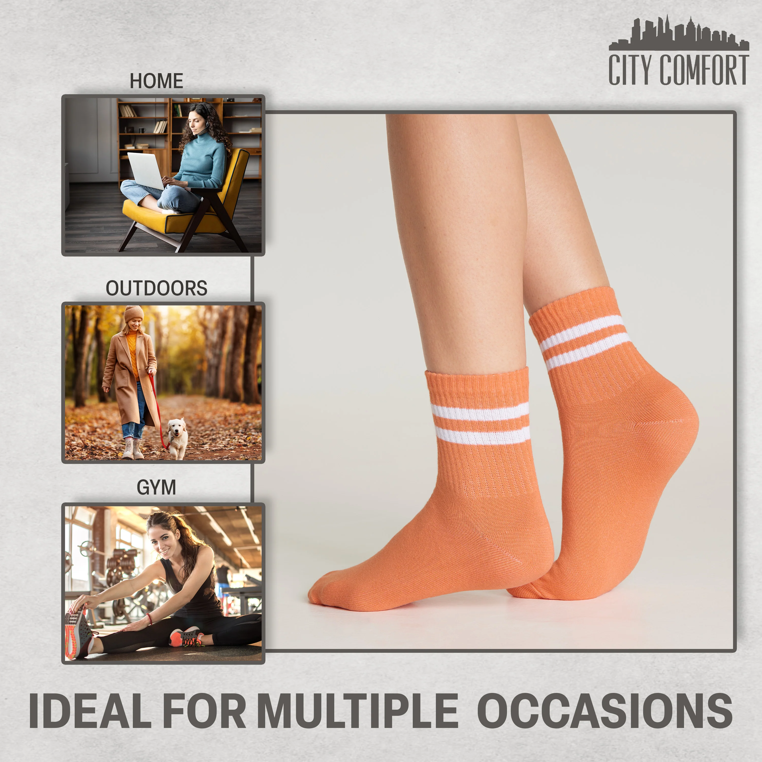 CityComfort Socks Women, Multipack of Sports Retro Ankle Socks for Women and Teens - Image 4