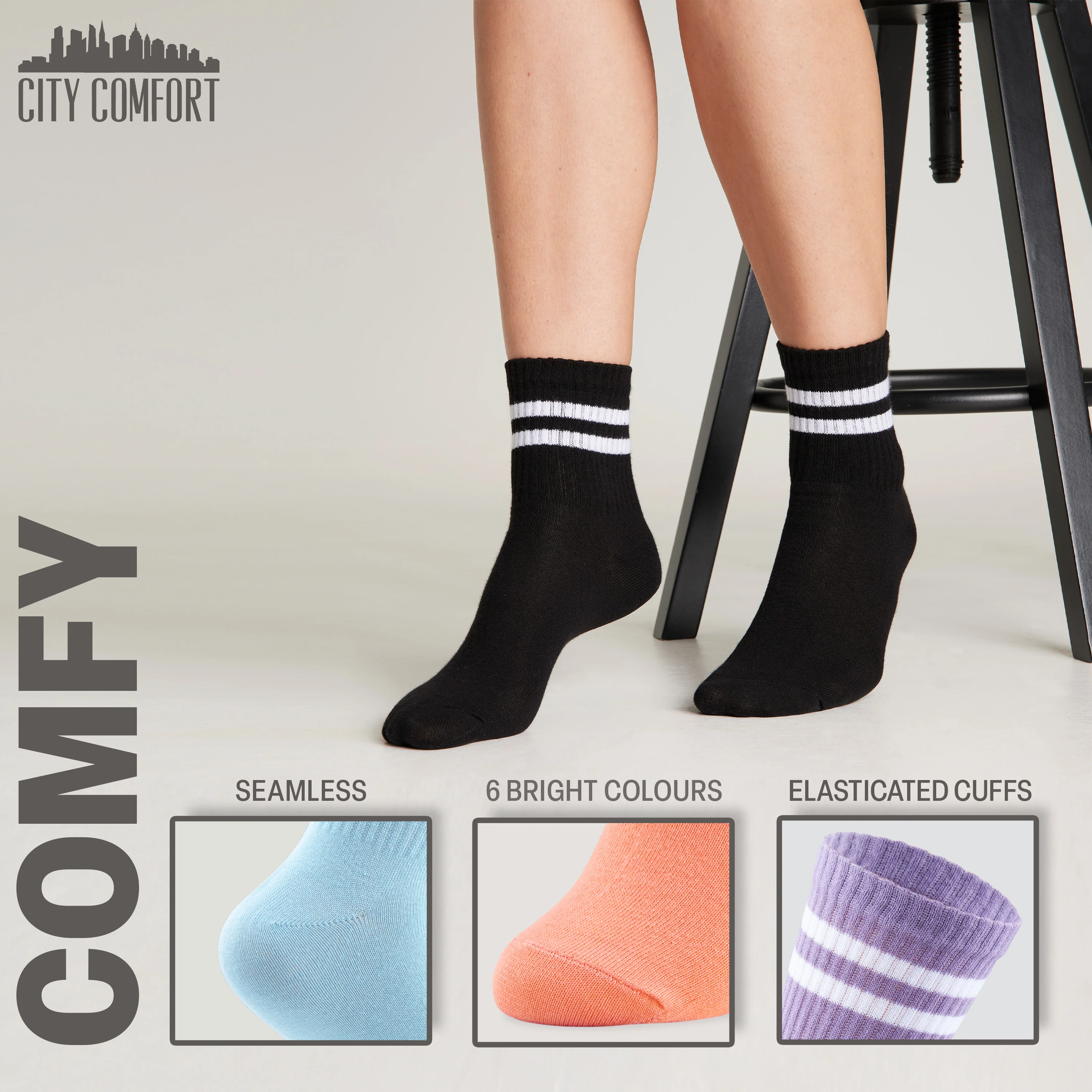 CityComfort Socks Women, Multipack of Sports Retro Ankle Socks for Women and Teens - Image 5
