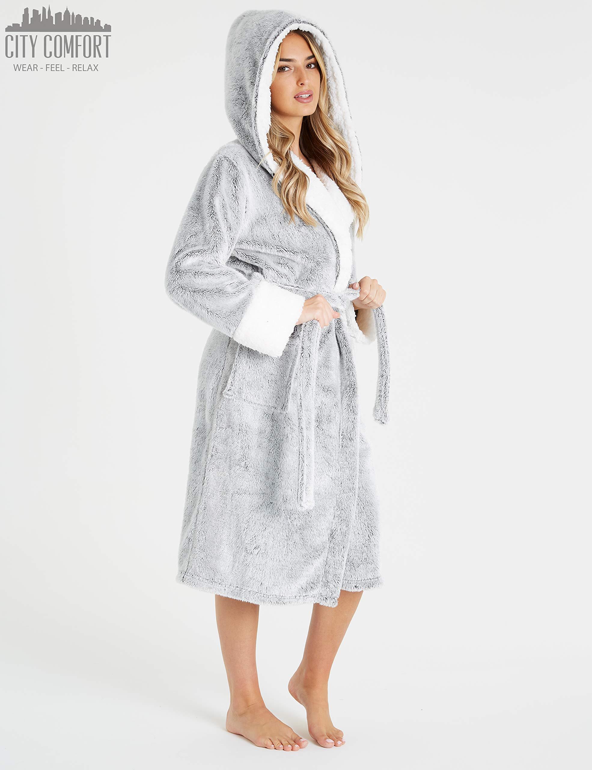 CityComfort Super Soft Fleece Hooded Dressing Gown for Women - Image 4