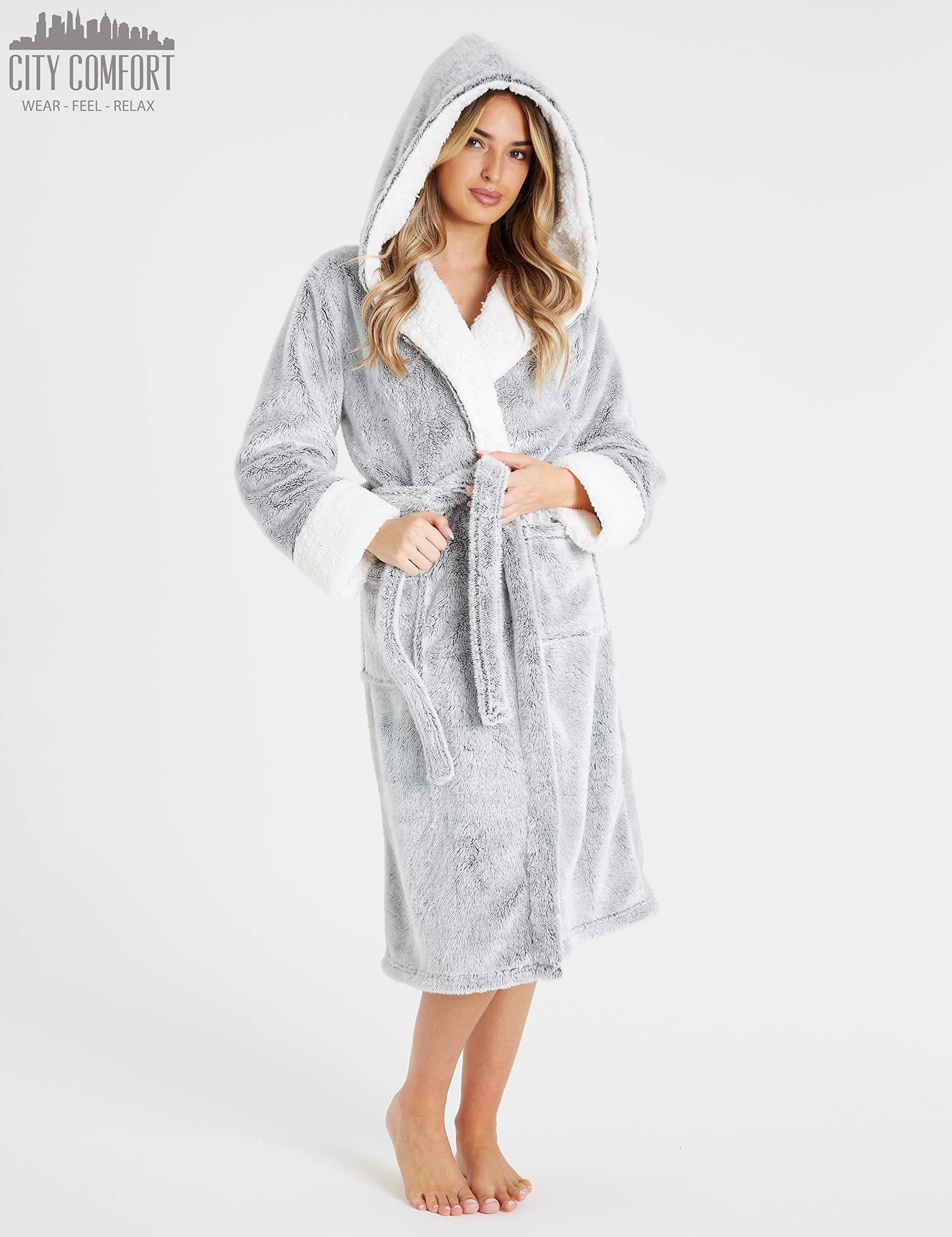 CityComfort Super Soft Fleece Hooded Dressing Gown for Women - Image 6