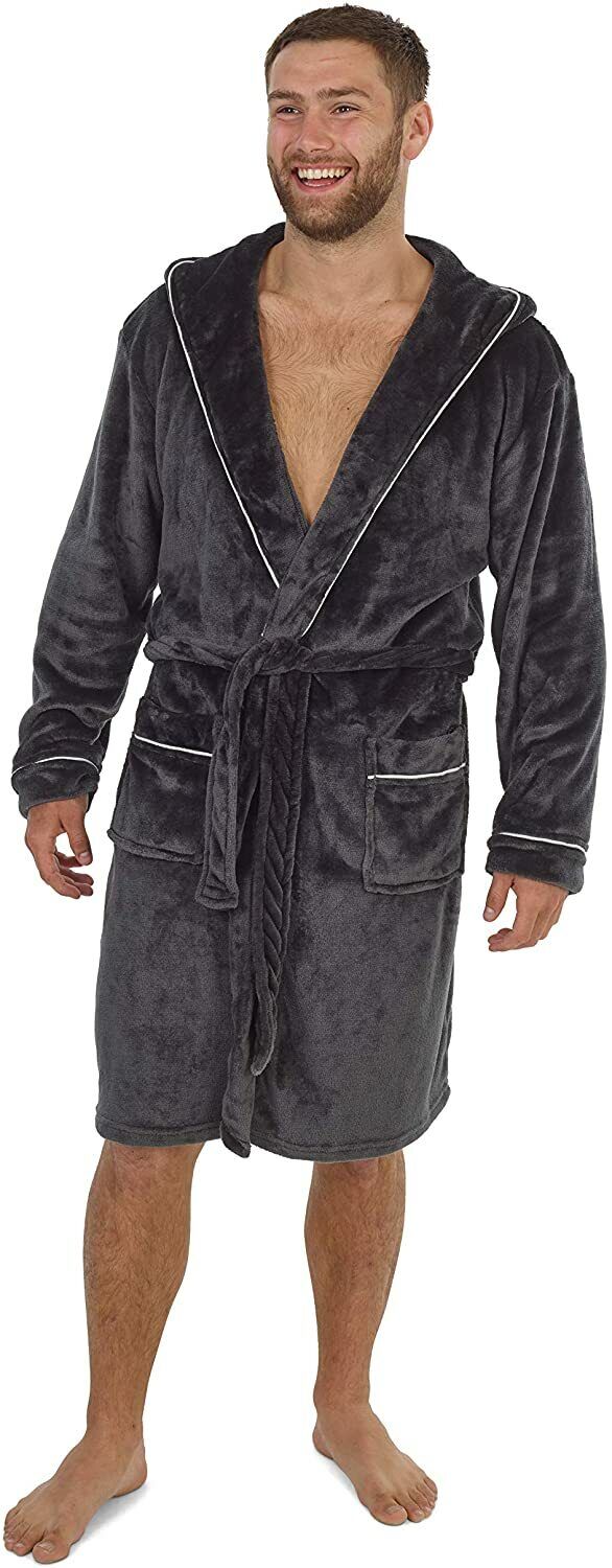 CityComfort Hooded Dressing Gowns for Men in Grey or Navy - Image 7