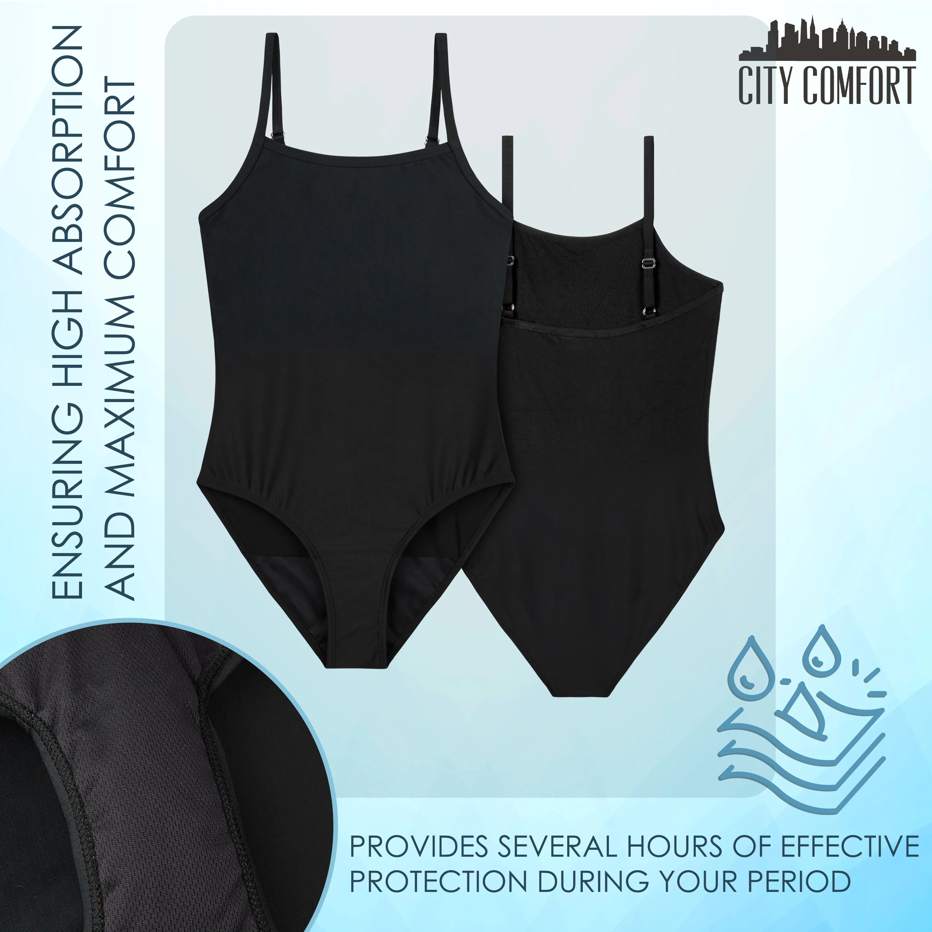 CityComfort Swimming Costume Women One Piece Period Swimwear Leakproof Absorbent UPF50 Swimsuit with Adjustable Straps - Image 3