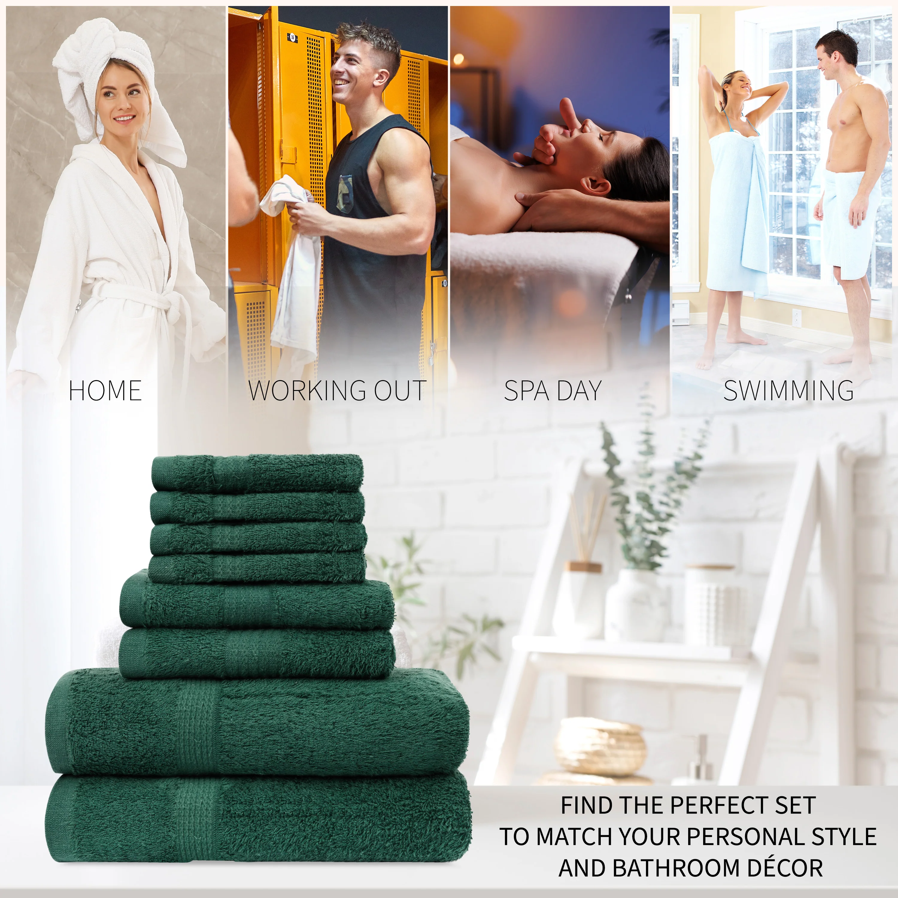 CityComfort Towel Set of 8, 100% Cotton 550GSM Absorbent Bathroom Towels Various Sizes - Image 13