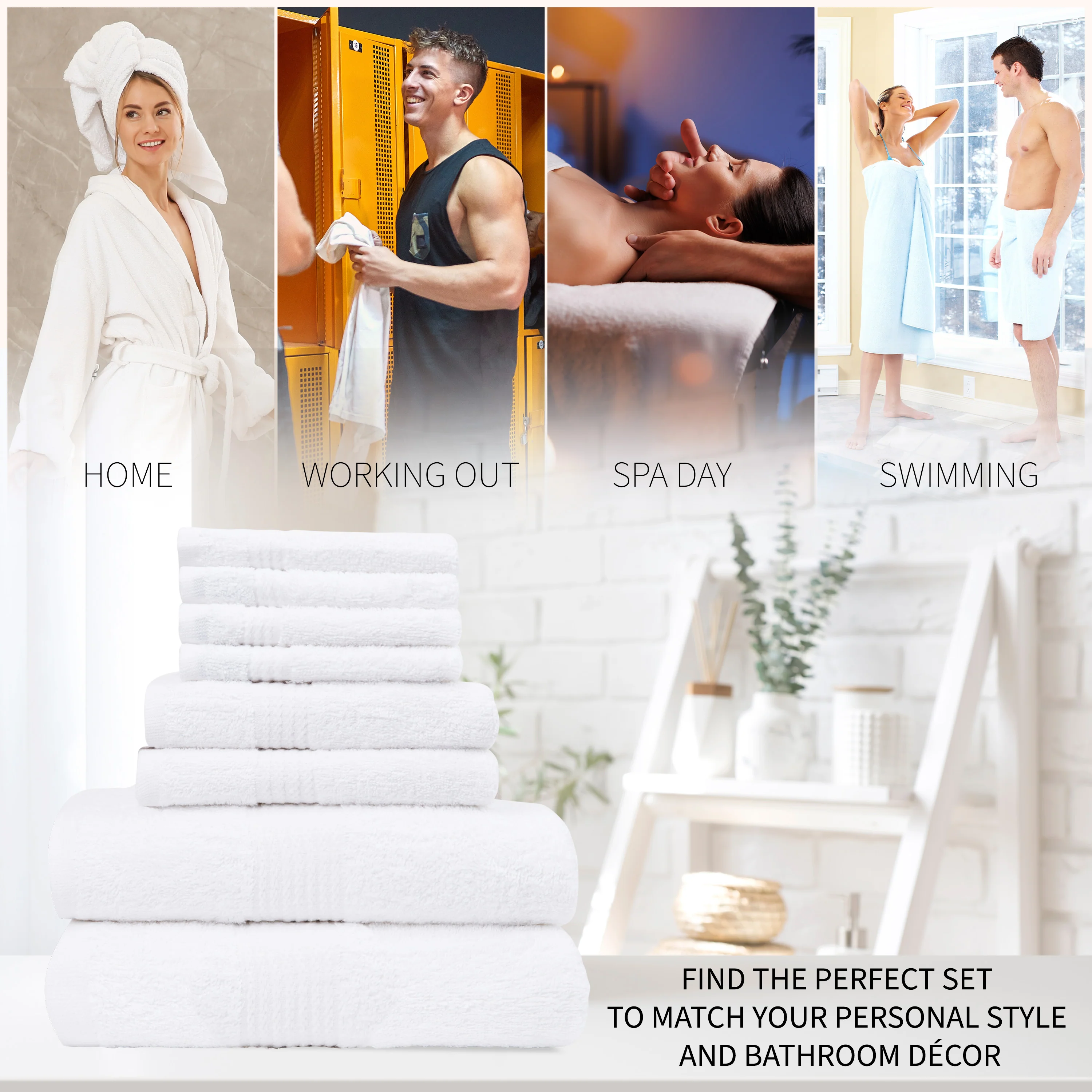 CityComfort Towel Set of 8, 100% Cotton 550GSM Absorbent Bathroom Towels Various Sizes - Image 29