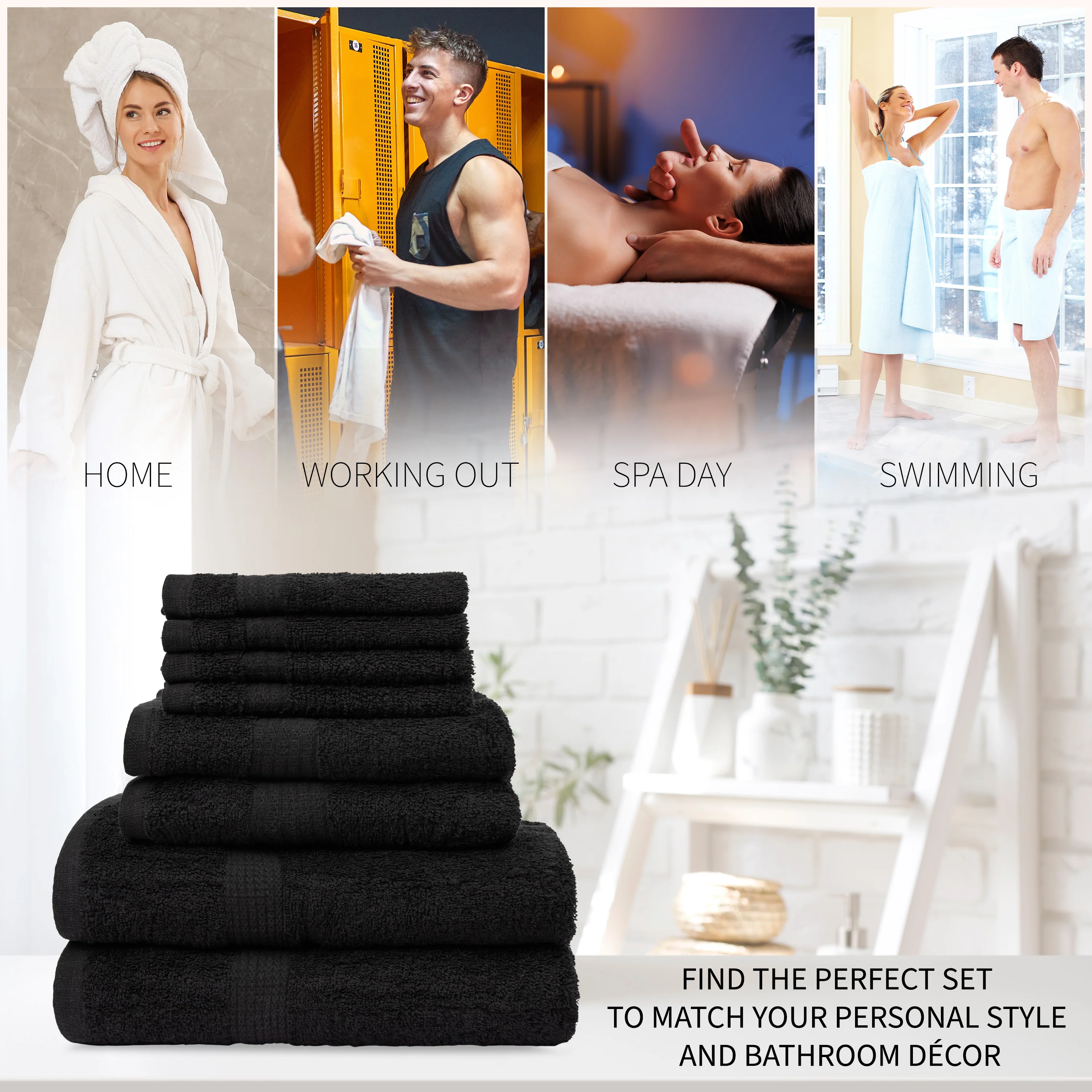CityComfort Towel Set of 8, 100% Cotton 550GSM Absorbent Bathroom Towels Various Sizes - Image 5