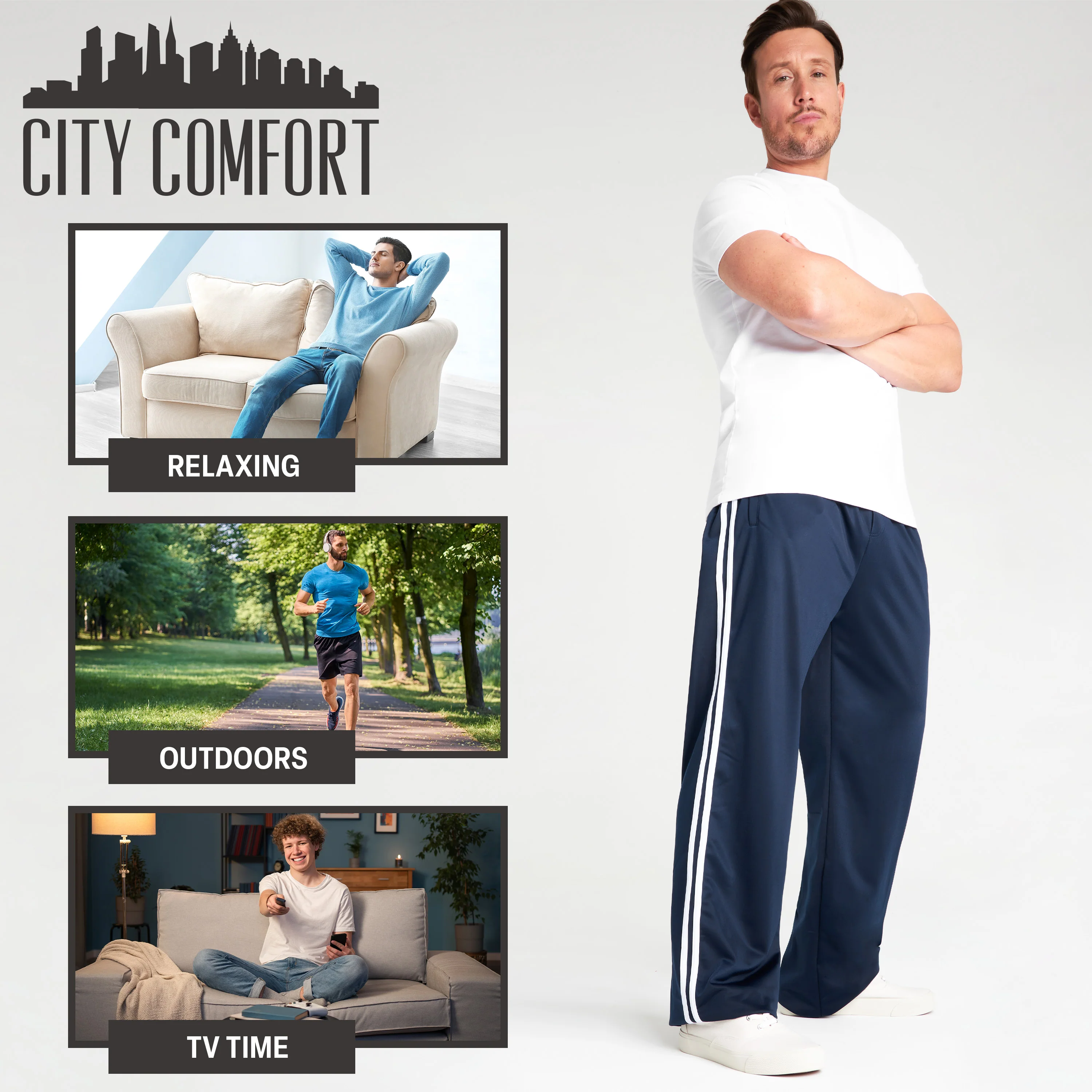 Tracksuit Bottoms Men, Joggers with Zip Pockets Training Pants for Men Teens Jogging Bottoms - Image 10