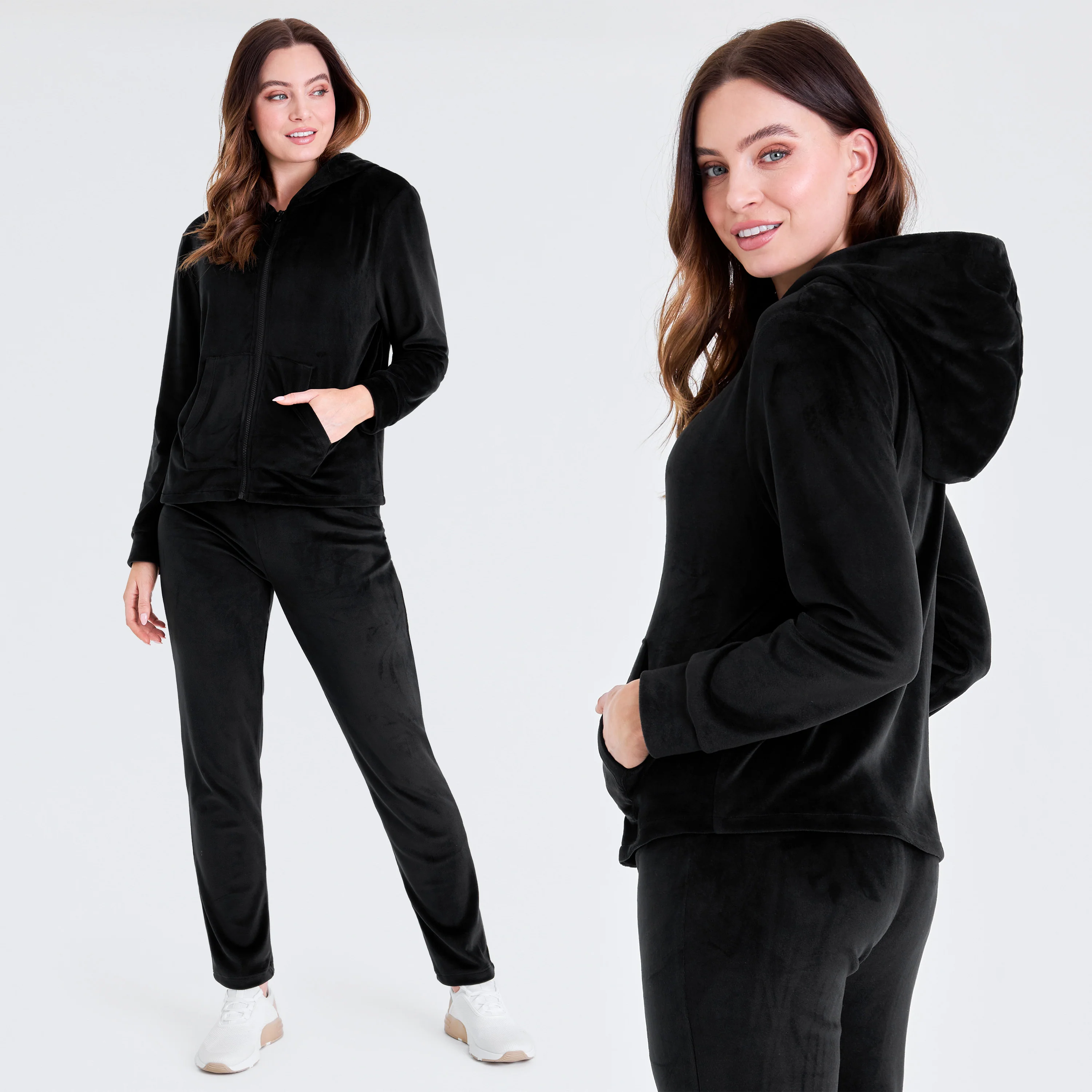CityComfort Womens Tracksuit Zip Up Velour Sweatsuit Hoodie Joggers 2 Piece Set - Image 6