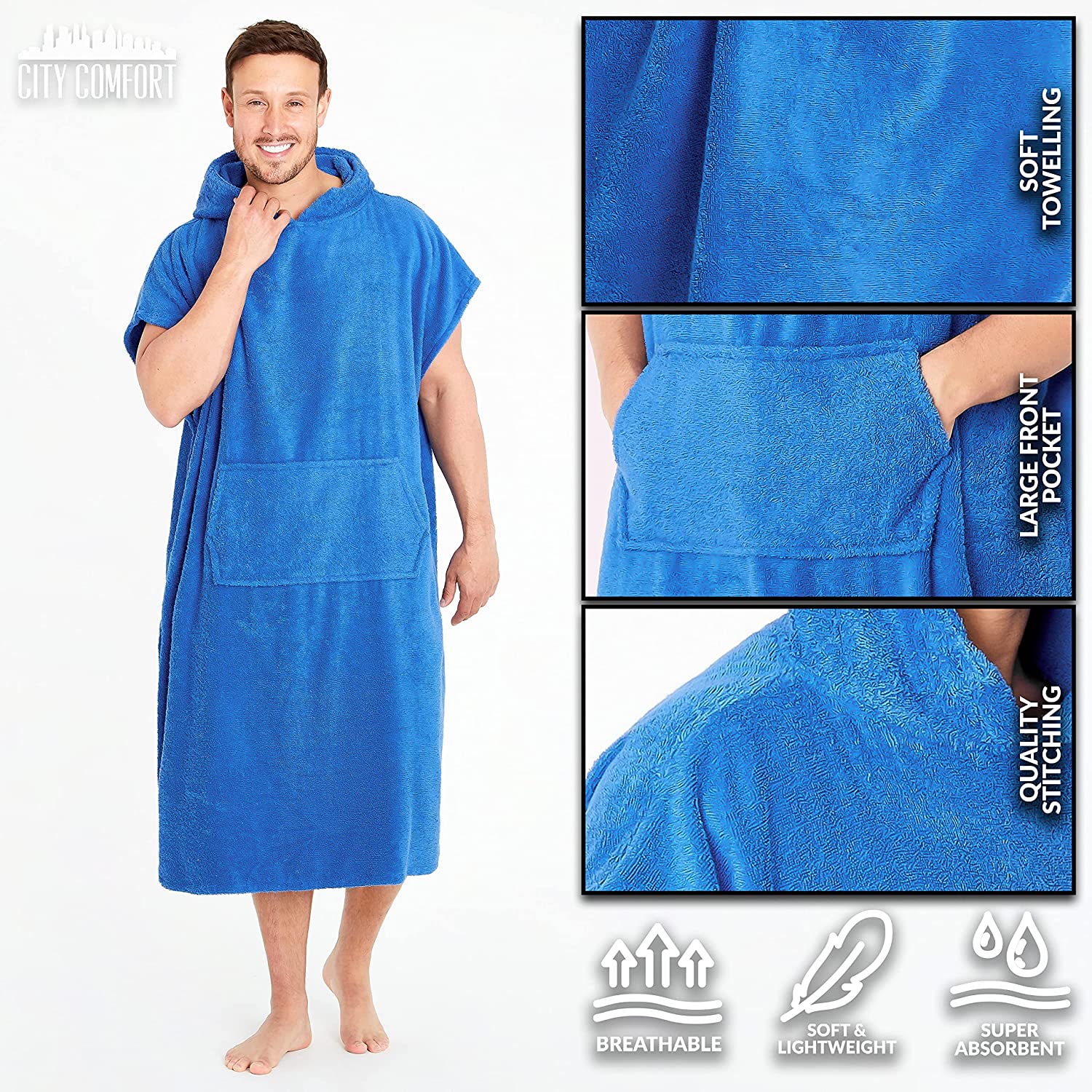 CityComfort Beach Towel for Adults Robes Women Men Cotton Towelling Poncho - Image 26