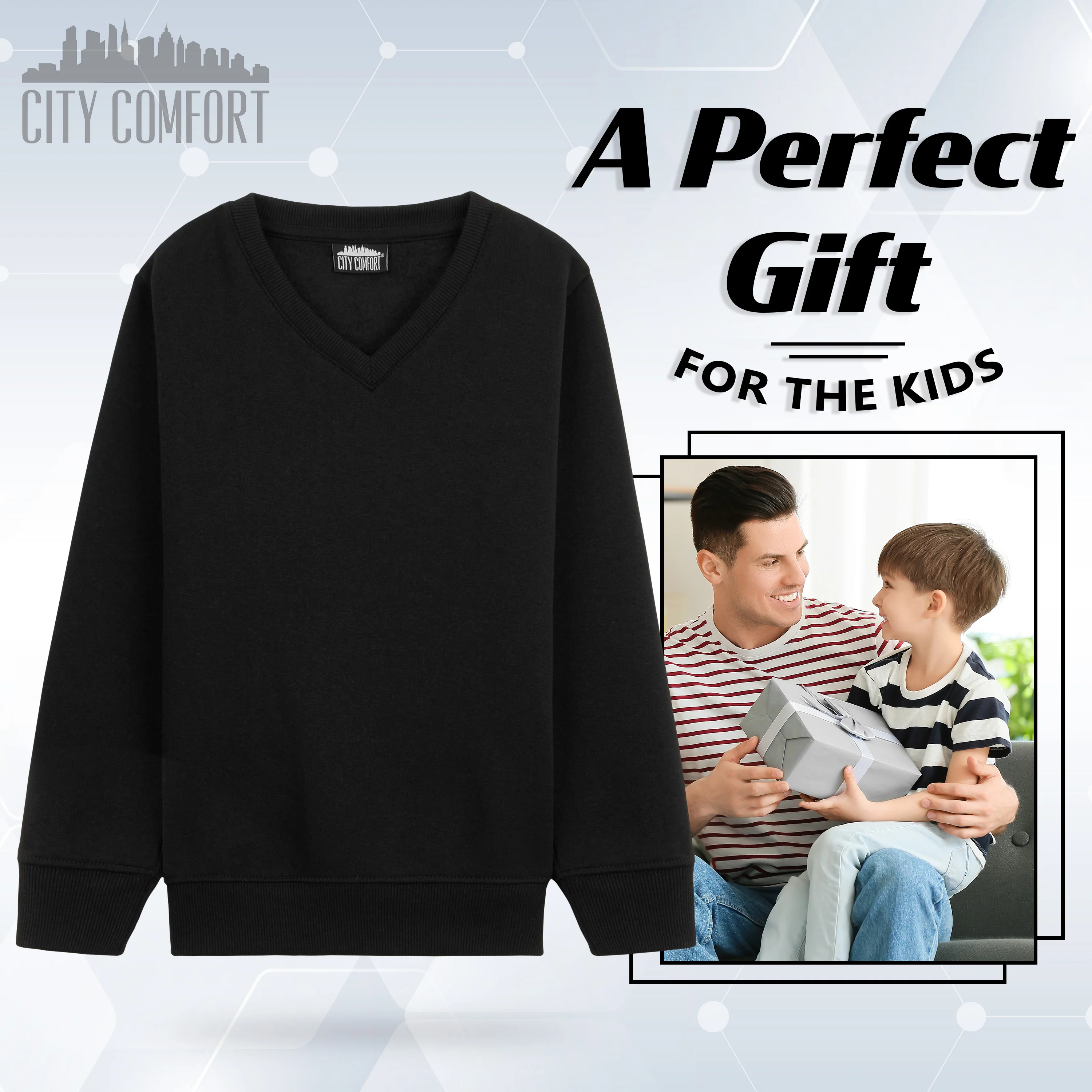 CityComfort V Neck Jumper for Kids, 1 Pack Plain Sweatshirt - Image 4