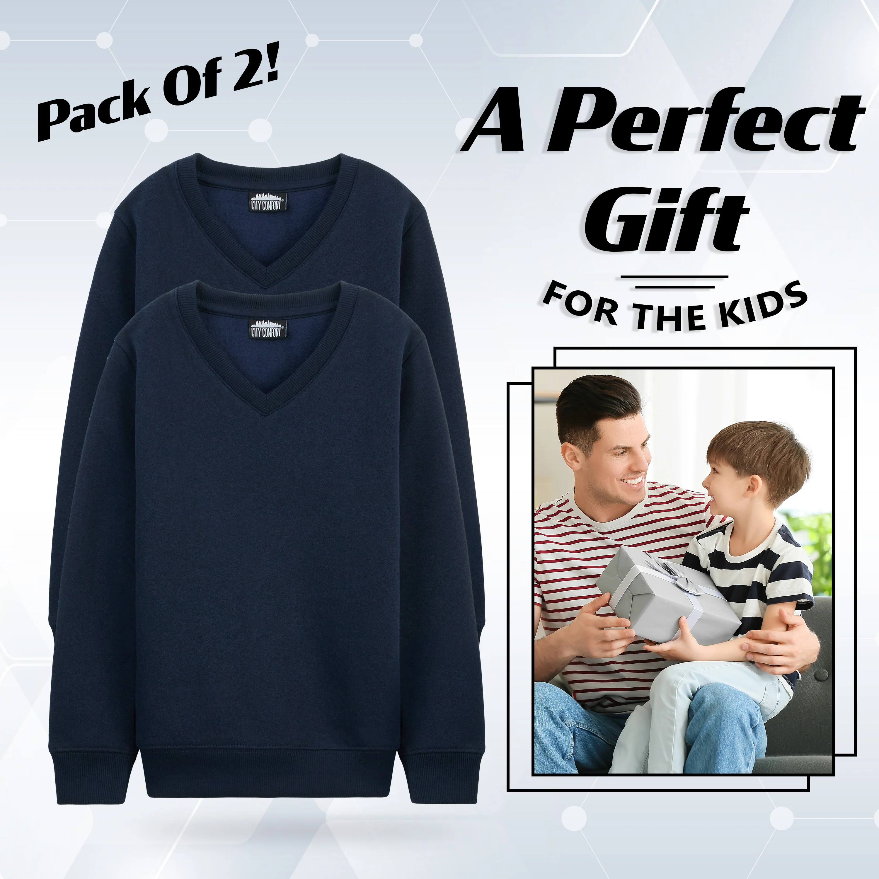 CityComfort V Neck Jumper for Kids Pack or 2 Plain Sweatshirts - Image 10