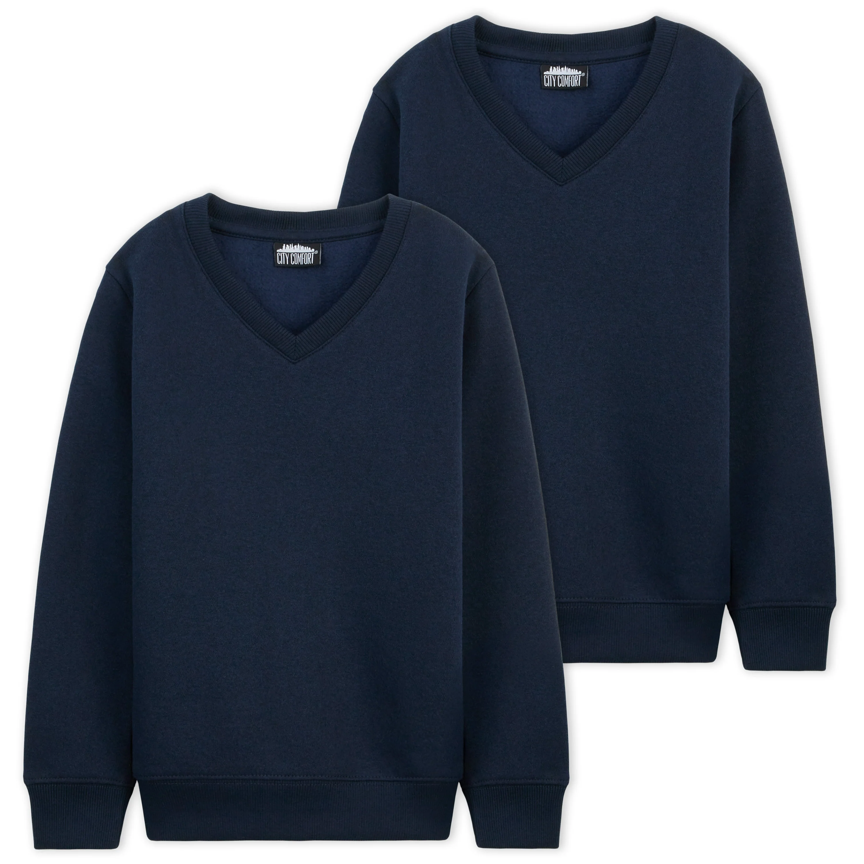 CityComfort V Neck Jumper for Kids Pack or 2 Plain Sweatshirts - Image 8